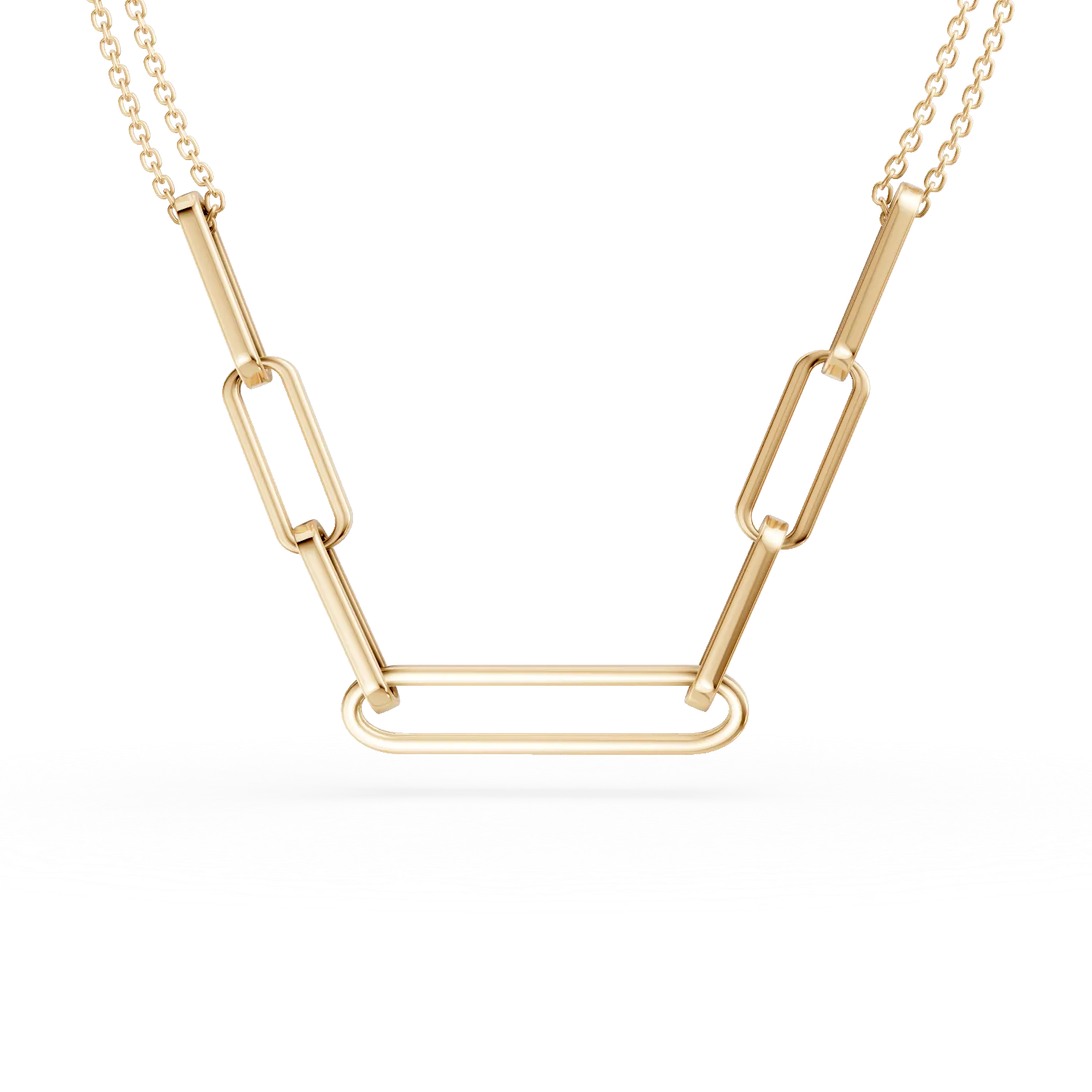 Lant cu pandantive geometrice din aur galben