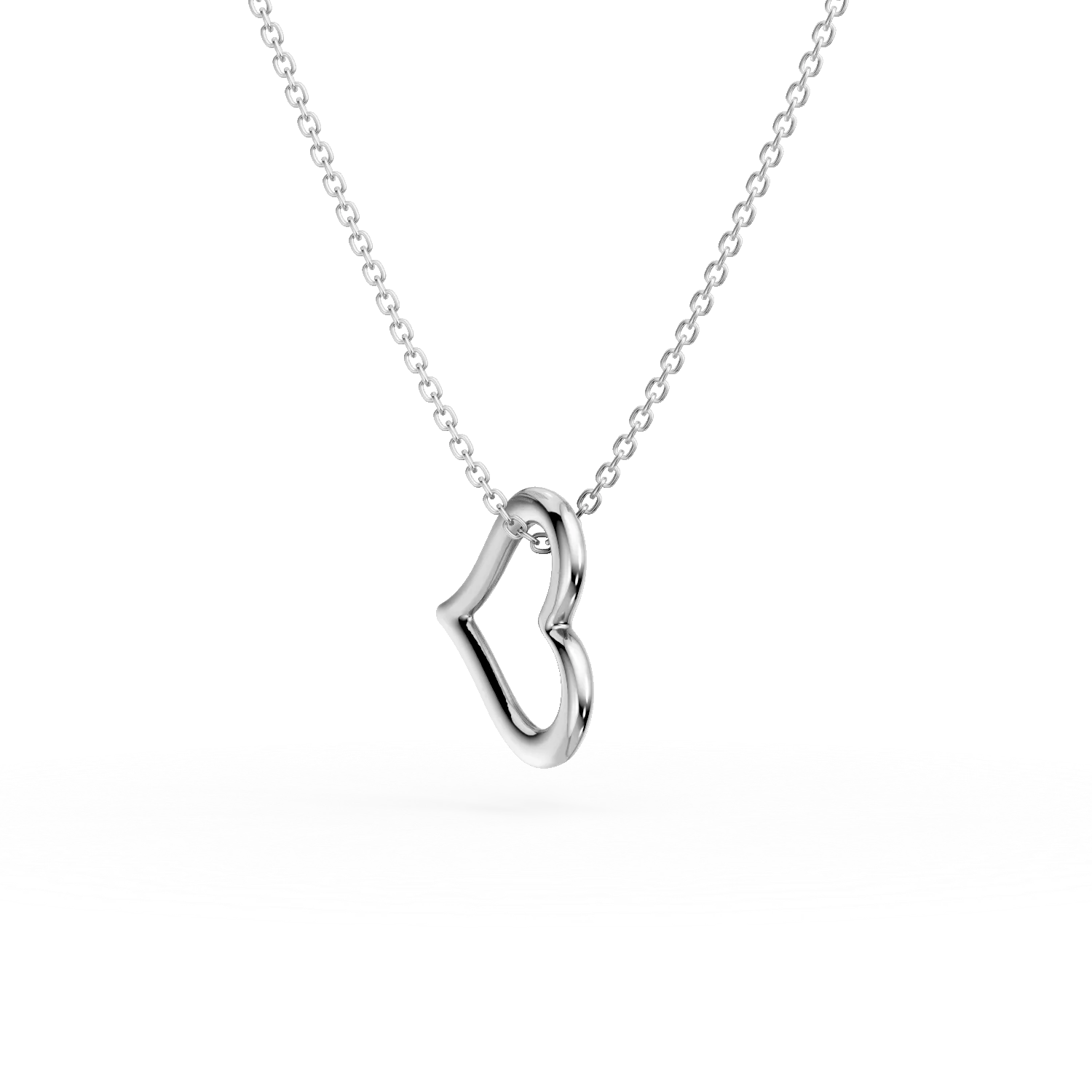 Lant cu pandantiv inima din aur alb