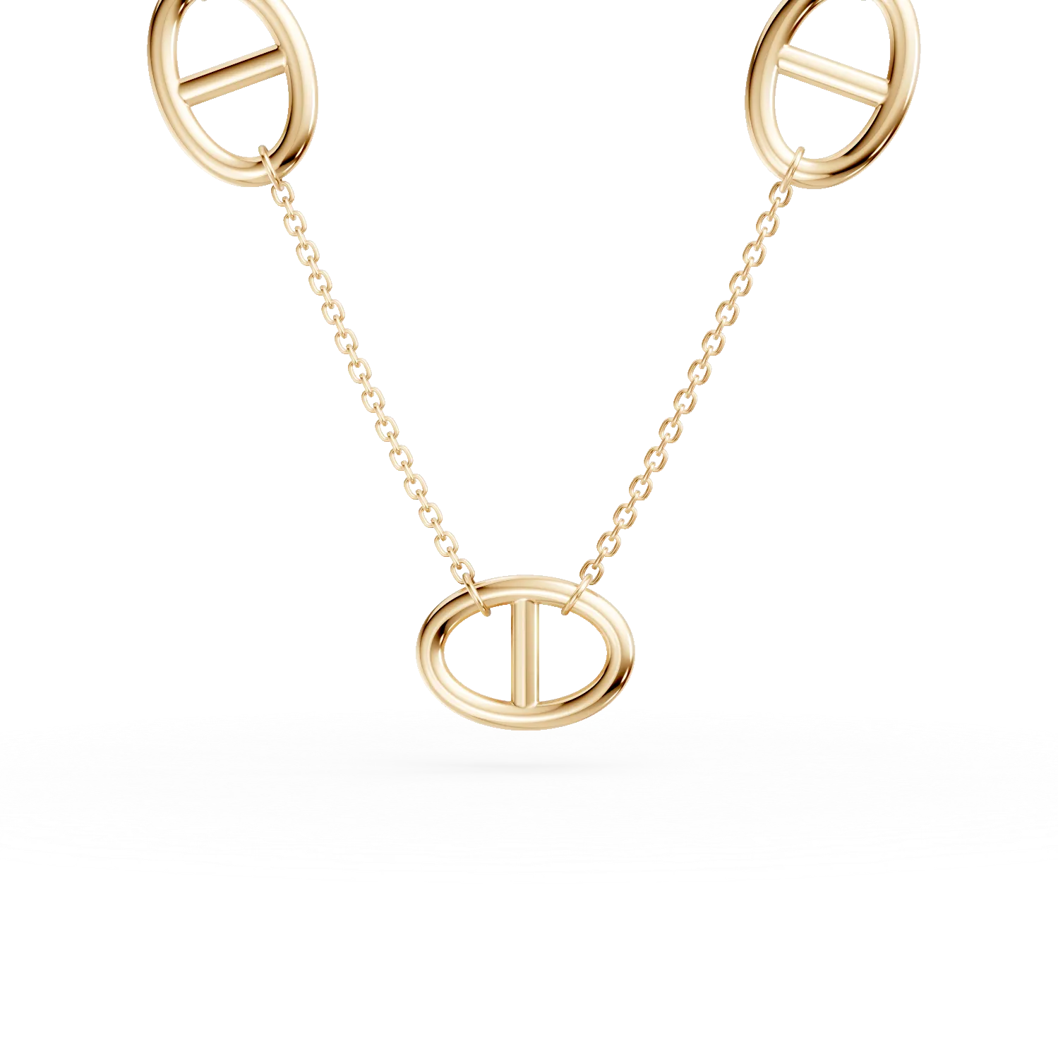 Lant cu pandantive geometrice din aur galben