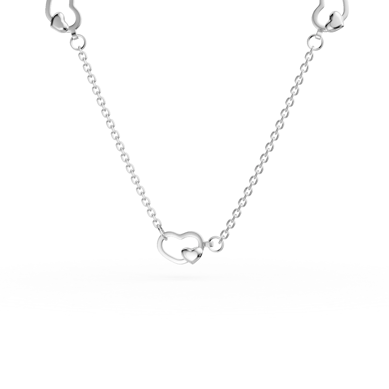 Colier cu charmuri inimi din aur alb