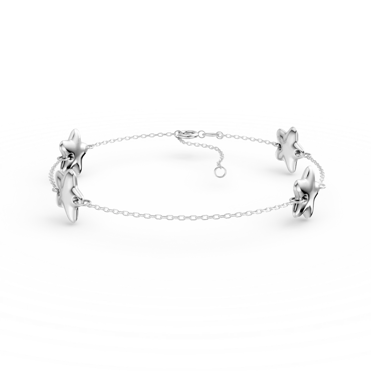 Bratara cu pandantive stele din aur alb