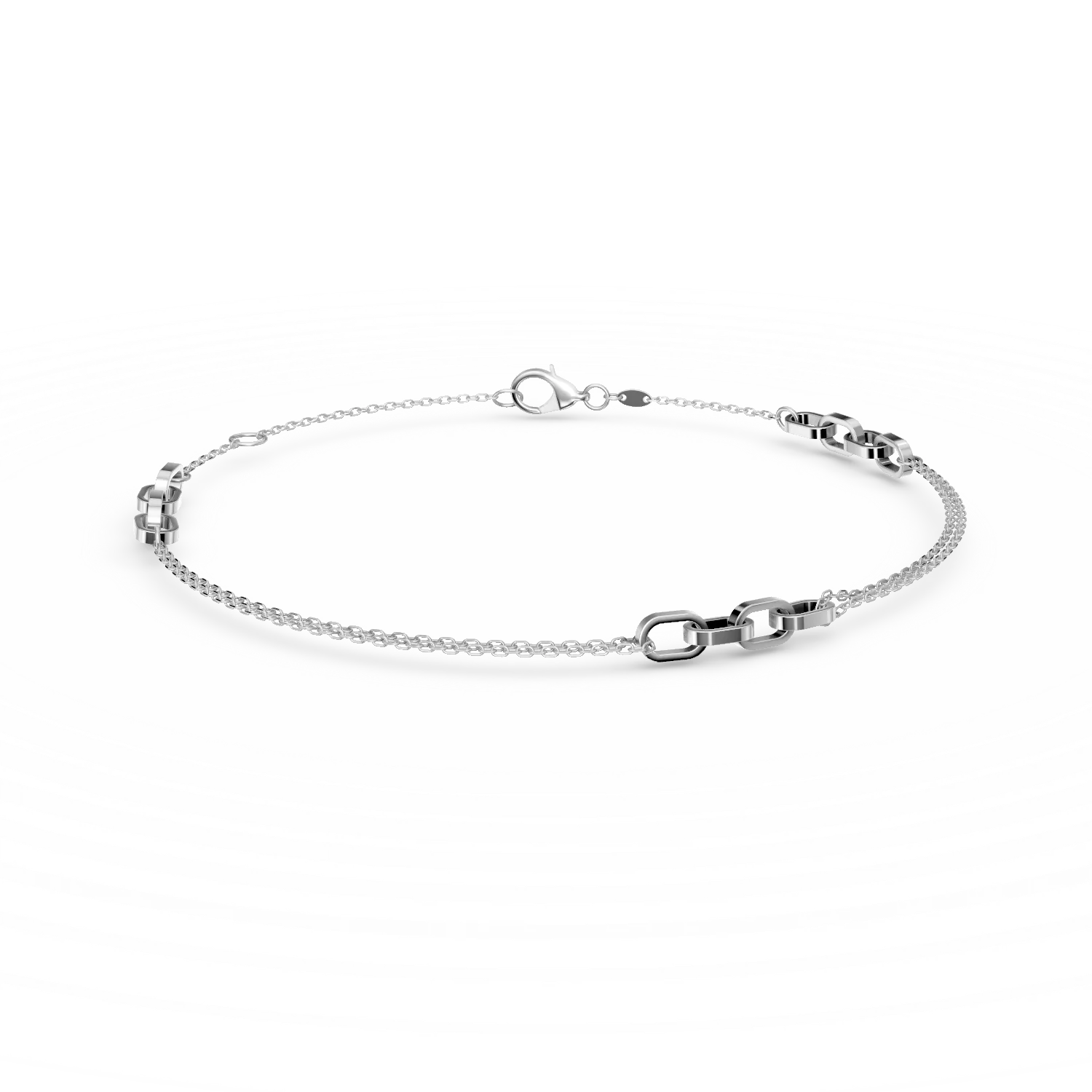 Bratara cu pandantive geometrice din aur alb