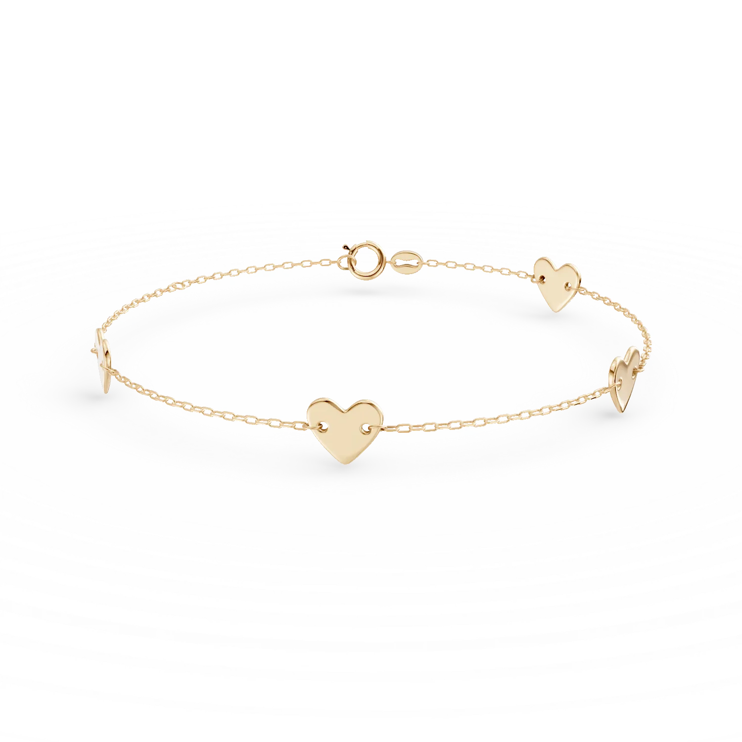 Bratara cu pandantive inimi din aur galben