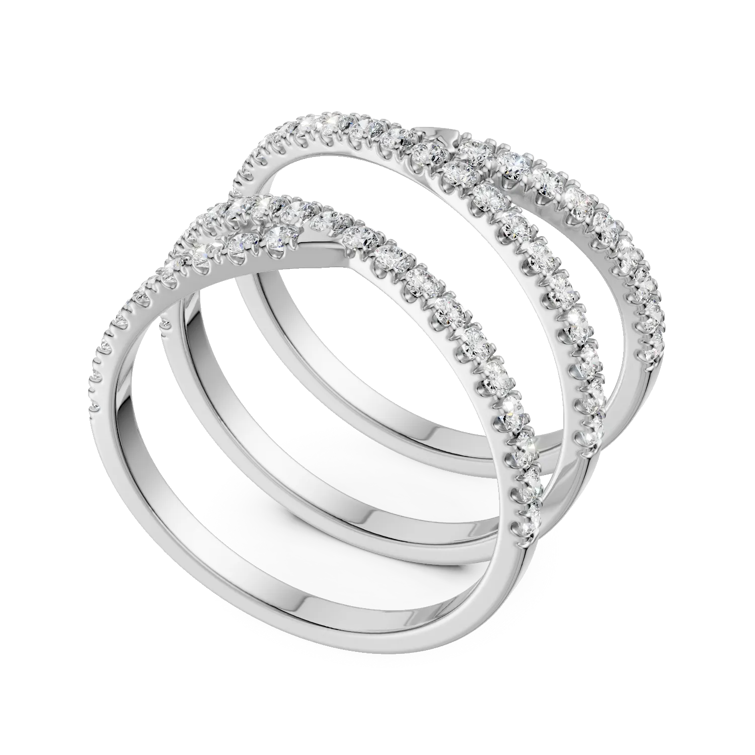 Inel dublu din aur alb cu diamante de 0.5ct