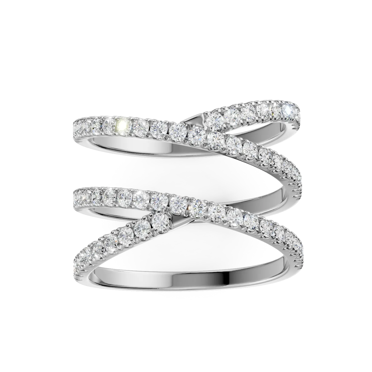 Inel dublu din aur alb cu diamante de 0.5ct