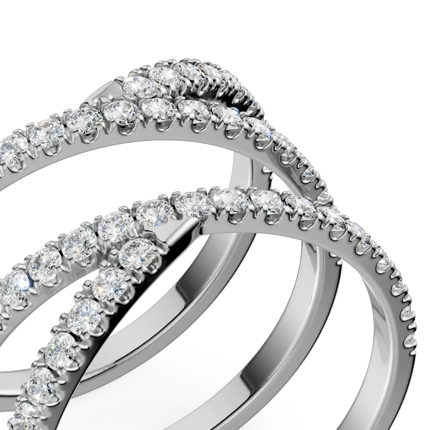 Inel dublu din aur alb cu diamante de 0.5ct