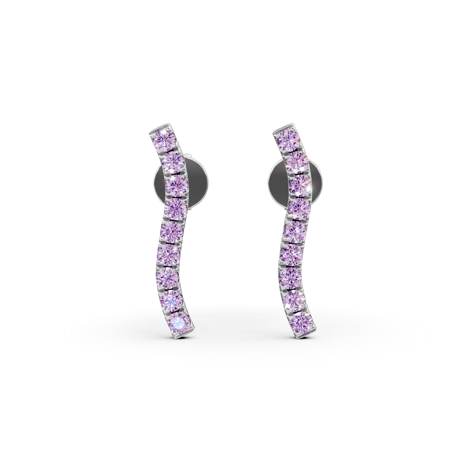 Cercei stud din aur alb cu safire roz de 0.3ct