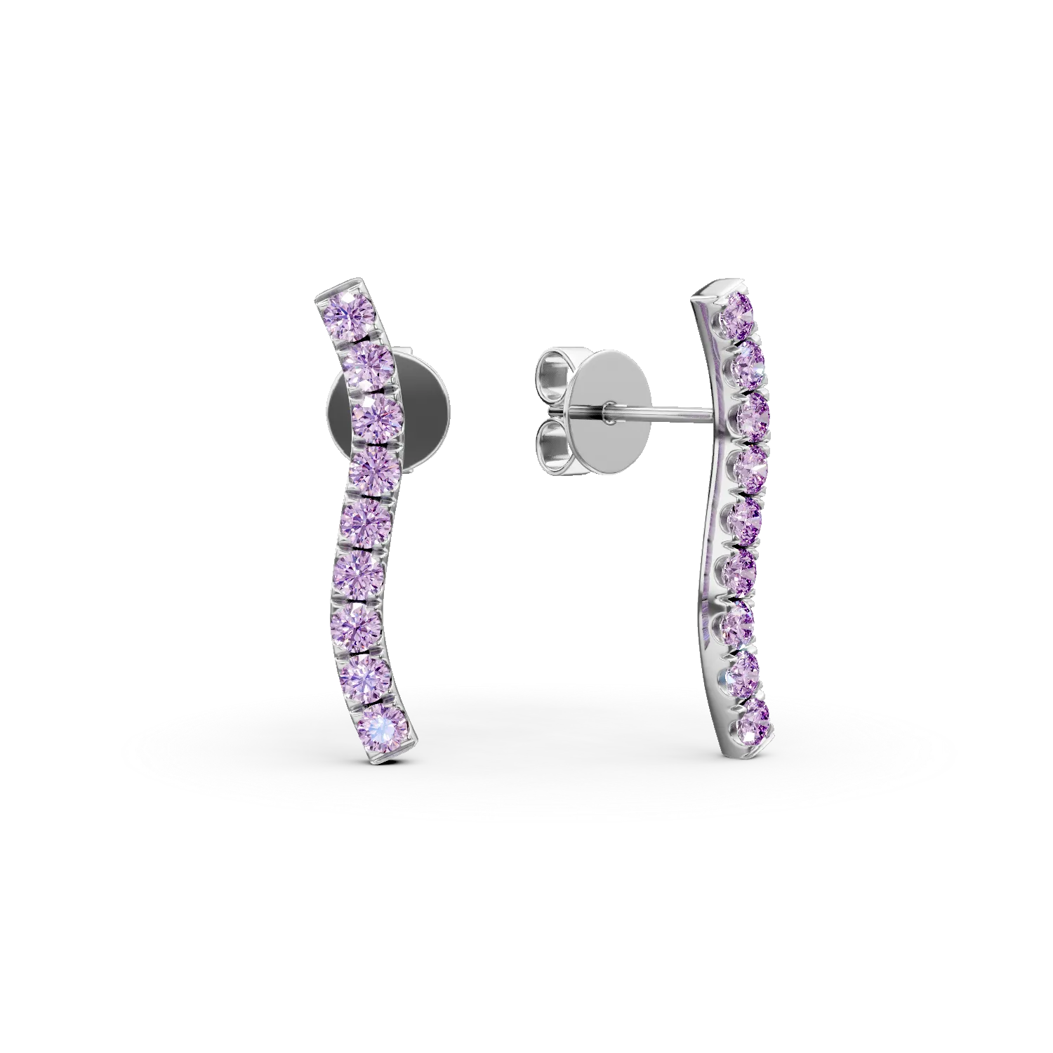 Cercei stud din aur alb cu safire roz de 0.3ct