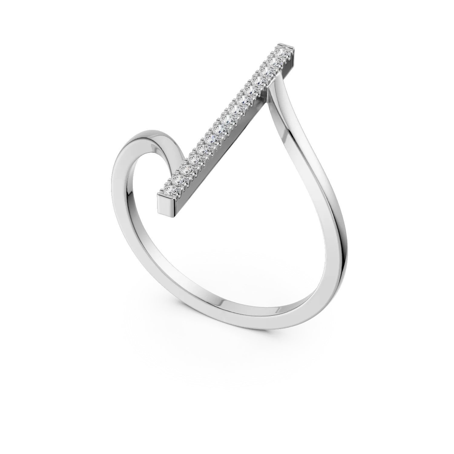 Inel microsetting din aur alb cu diamante de 0.1ct