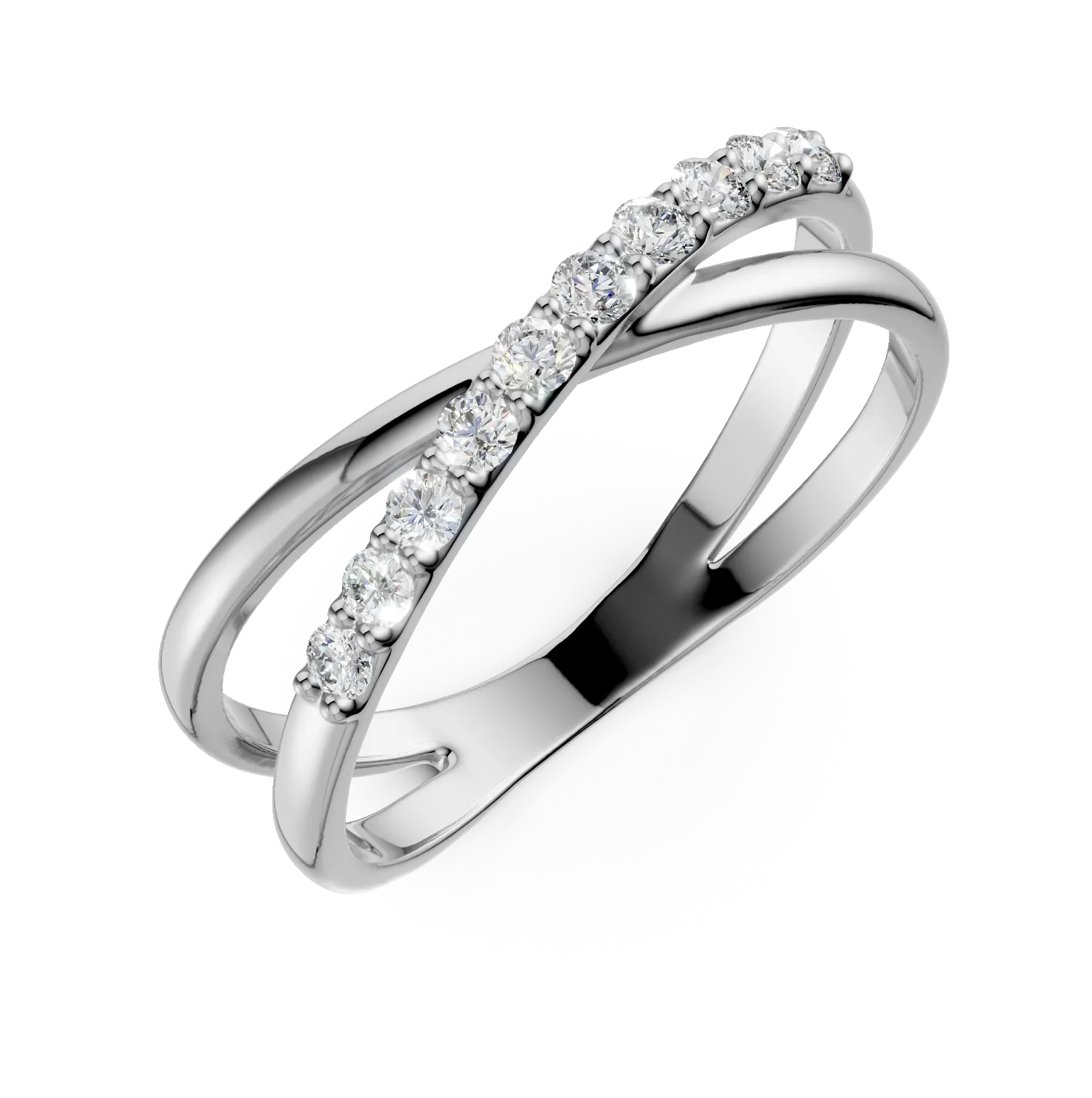 Inel microsetting din aur alb cu diamante de 0.1ct