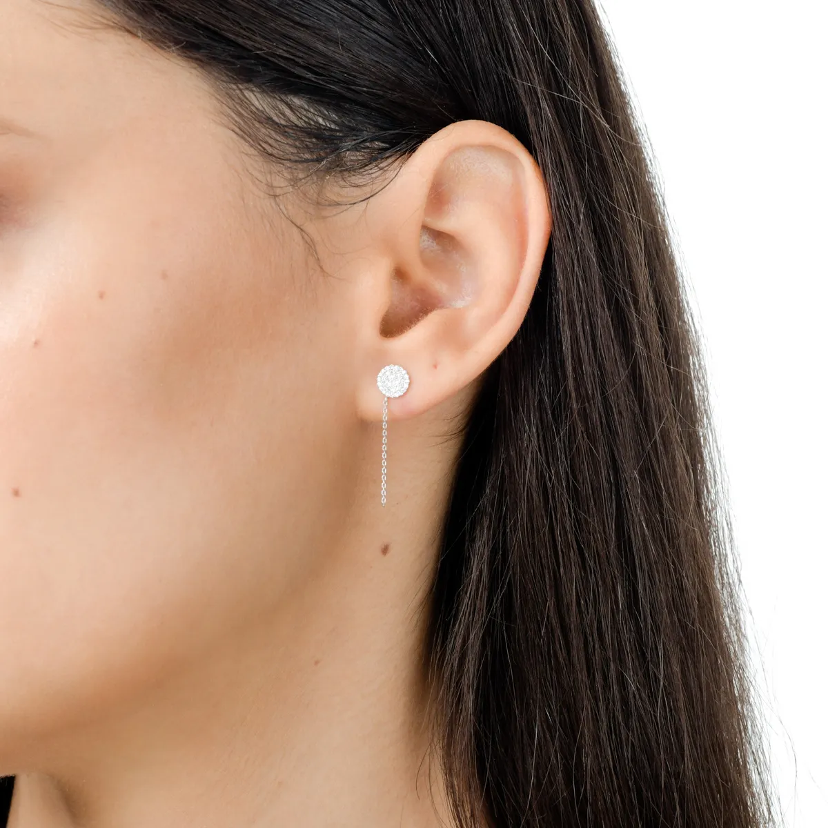 Cercei stud din aur alb cu diamante de 0.2ct - imagine 3