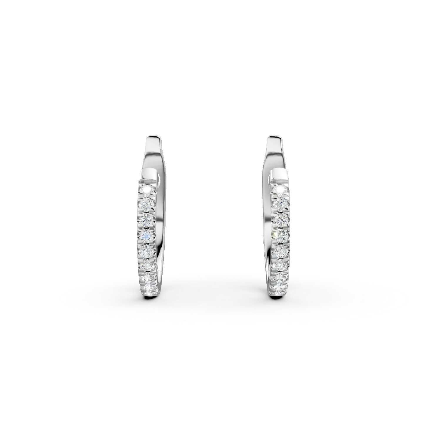 Cercei rotunzi din aur alb cu diamante de 0.1ct