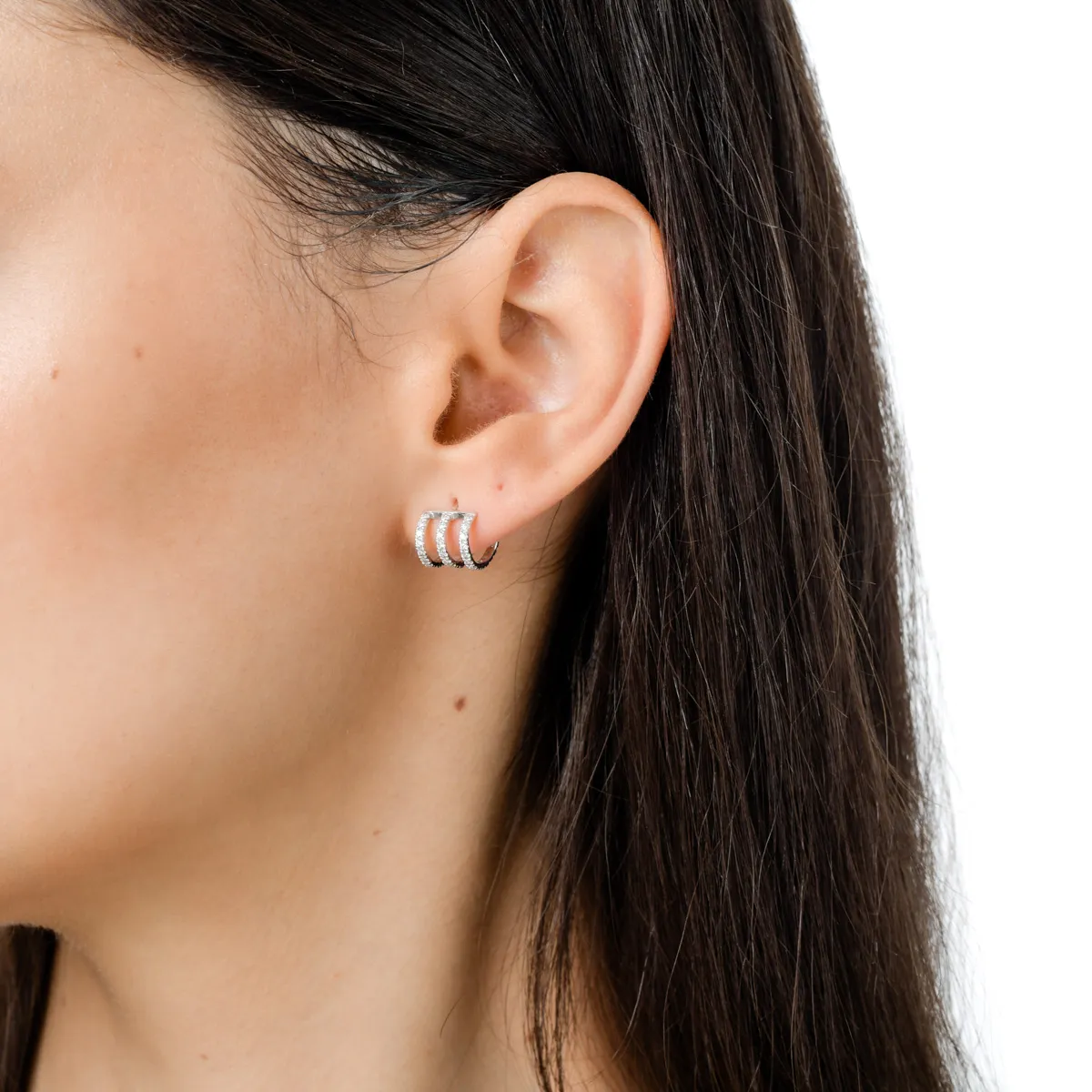 Cercei on-ear din aur alb cu diamante de 0.5ct