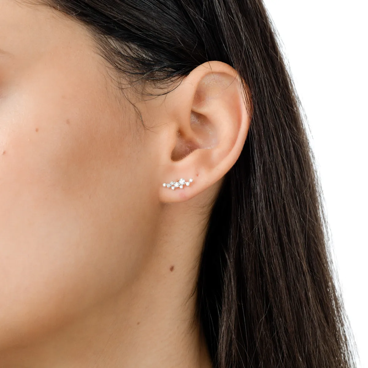 Cercei stud din aur alb cu diamante de 0.3ct - imagine 3