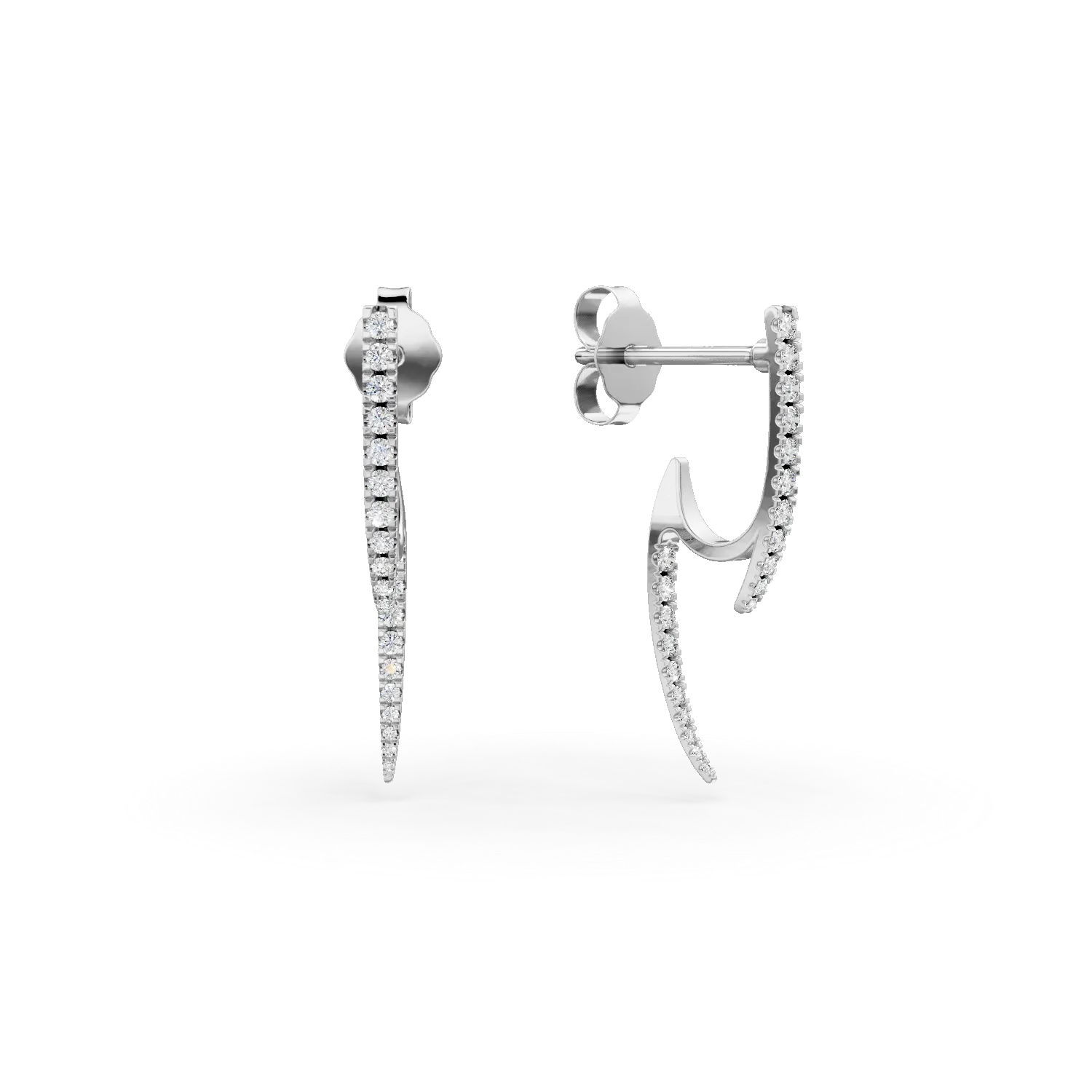 Cercei on-ear din aur alb cu diamante de 0.2ct