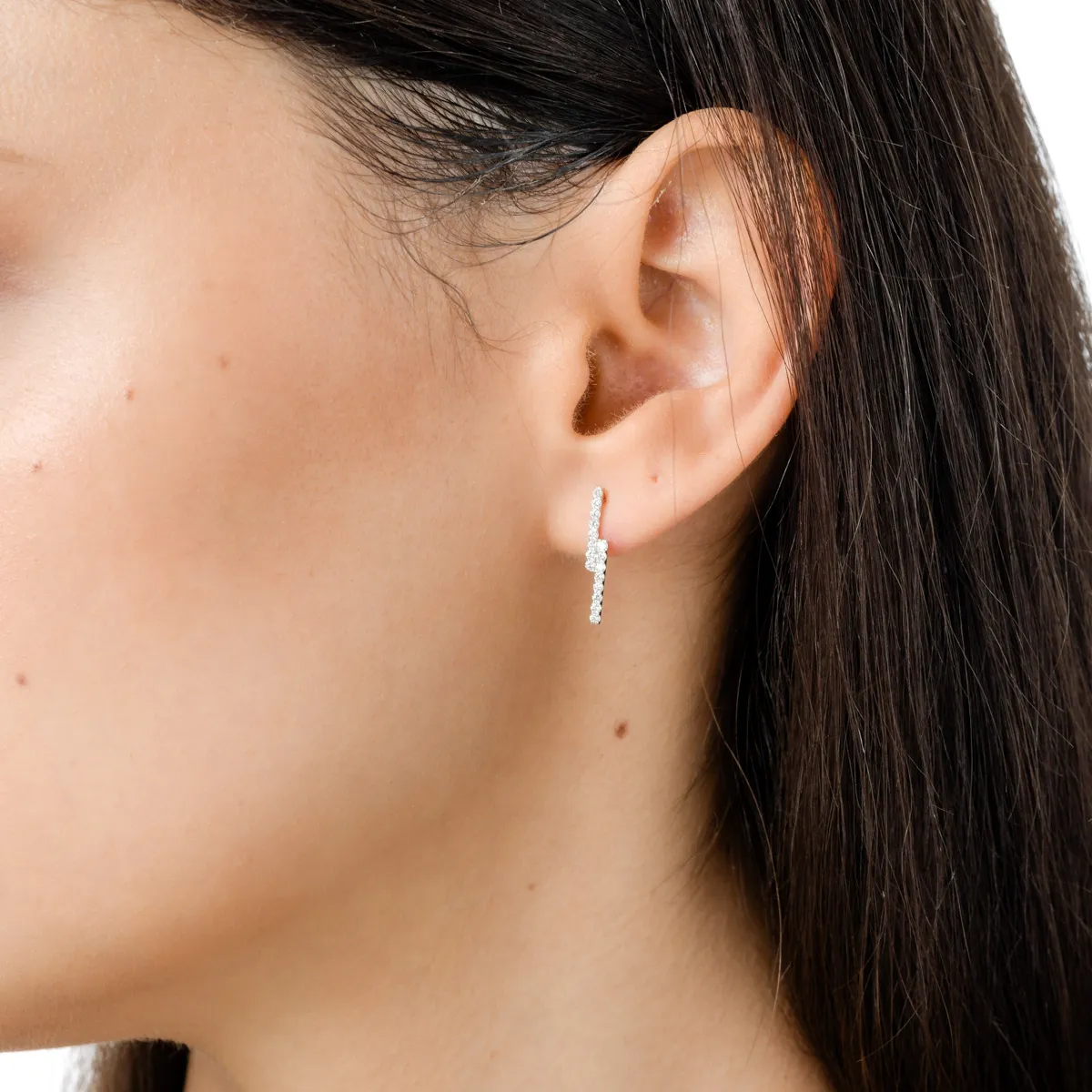 Cercei stud din aur alb cu diamante de 0.3ct - imagine 3