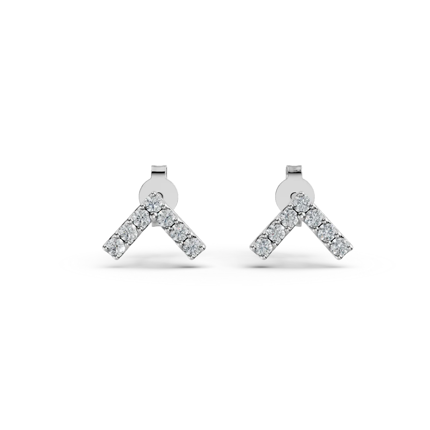 Cercei stud din aur alb cu diamante de 0.1ct