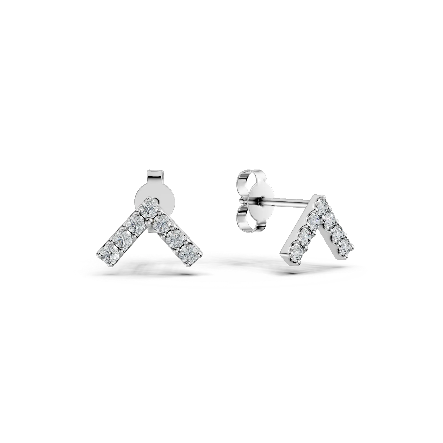 Cercei stud din aur alb cu diamante de 0.1ct