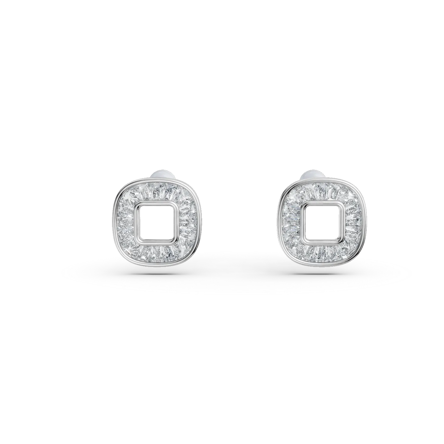 Cercei geometrici din aur alb cu diamante de 0.3ct