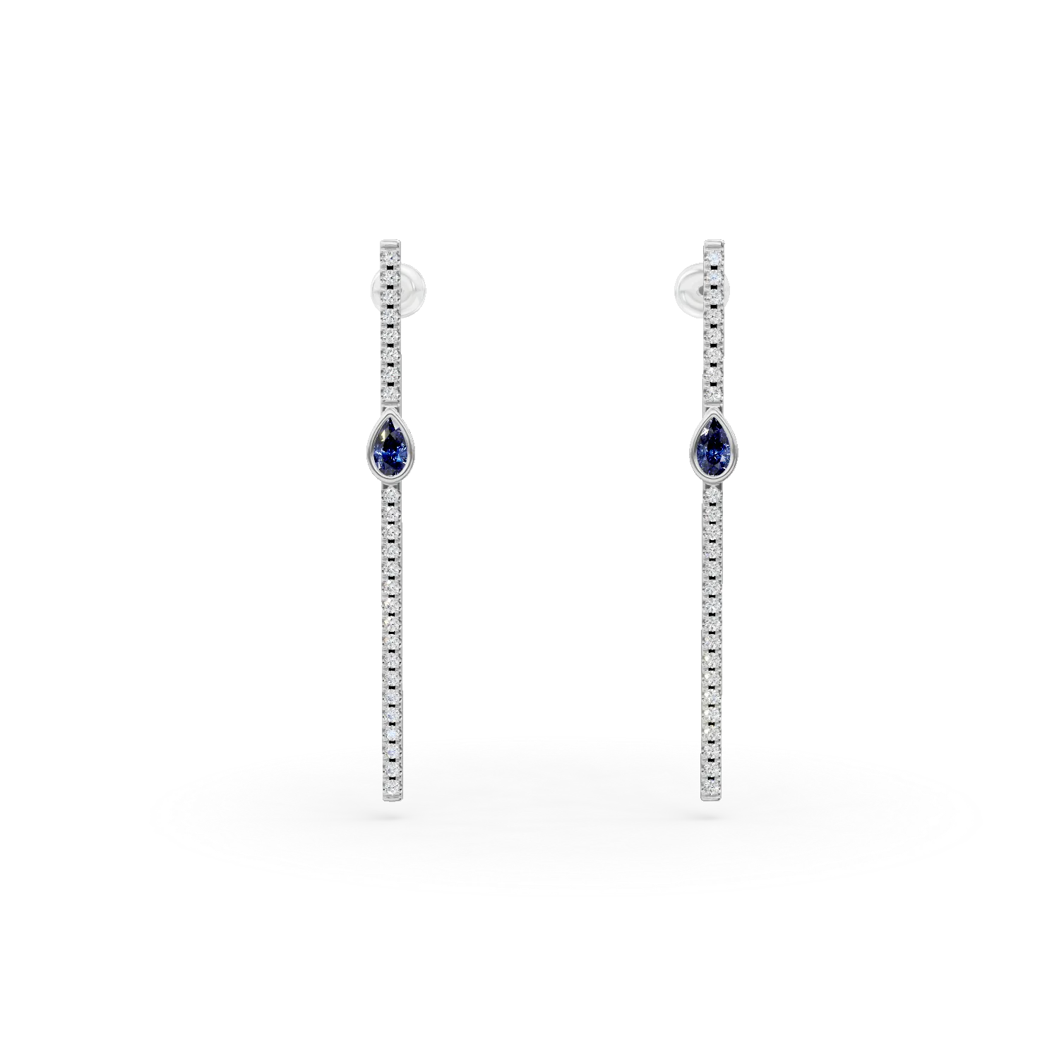 Cercei stud din aur alb cu safire de 0.5ct si diamante de 0.2ct