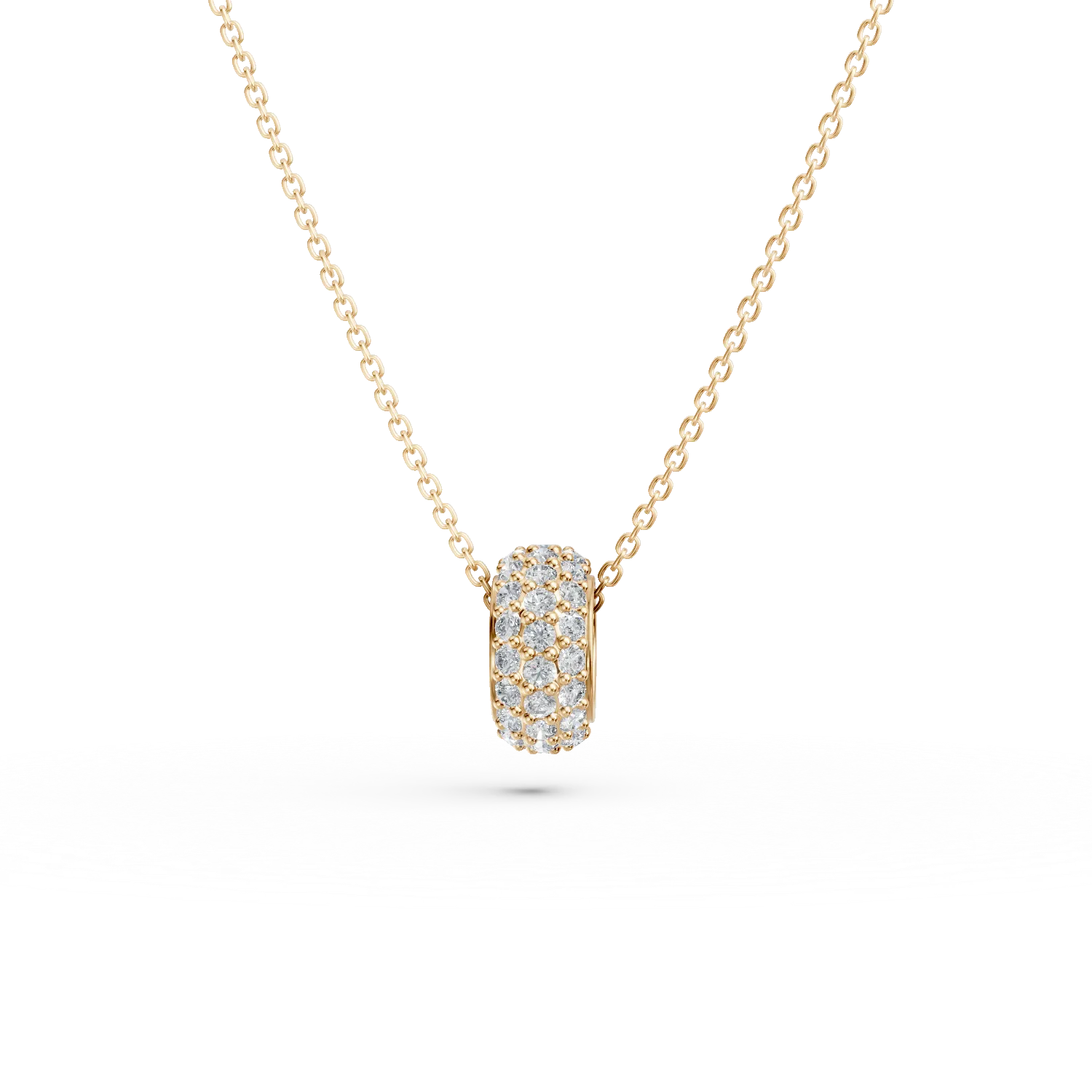 Lant cu pandantiv rotund din aur galben cu diamante de 0.4ct