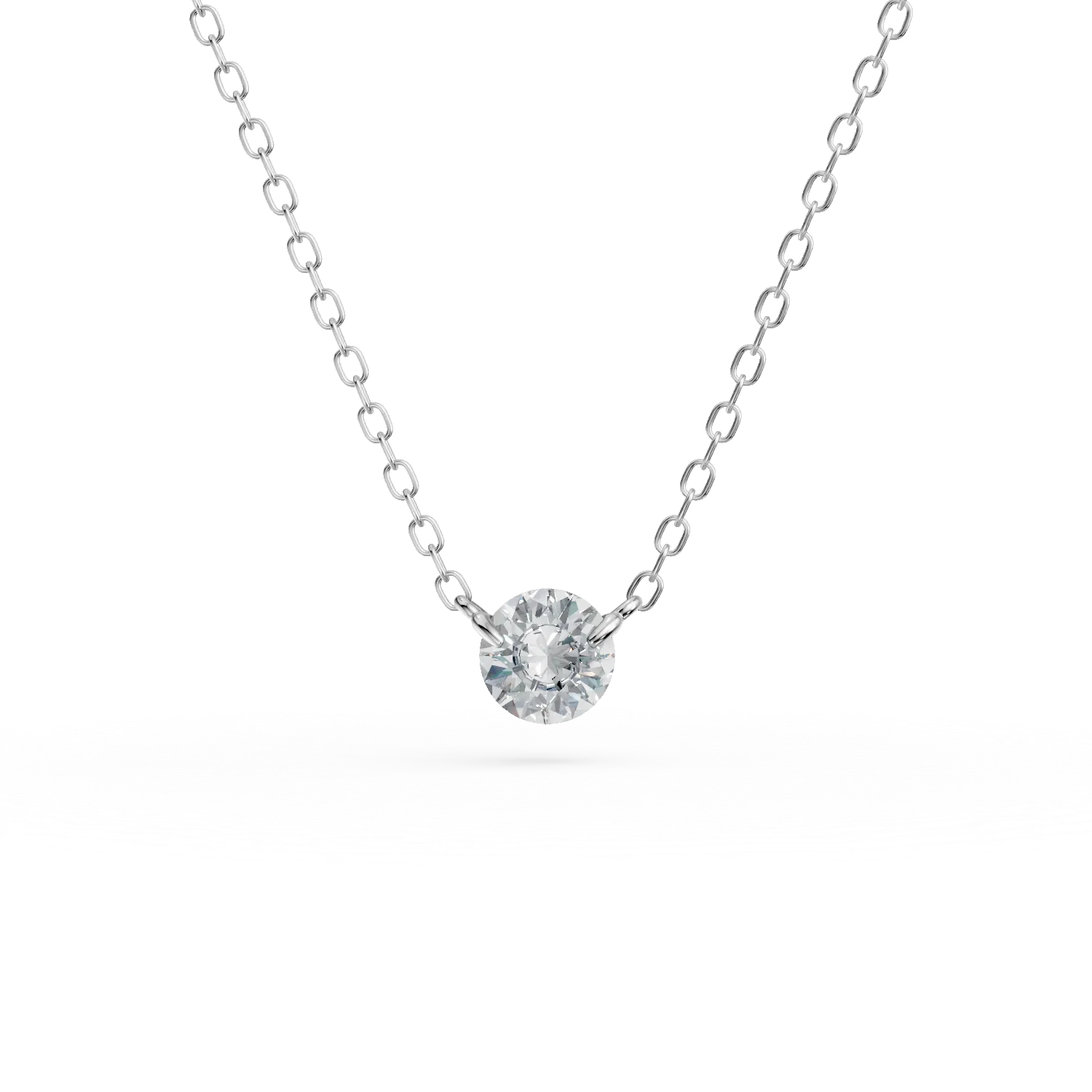 Lant cu pandantiv din aur alb cu un diamant solitaire de 0.3ct