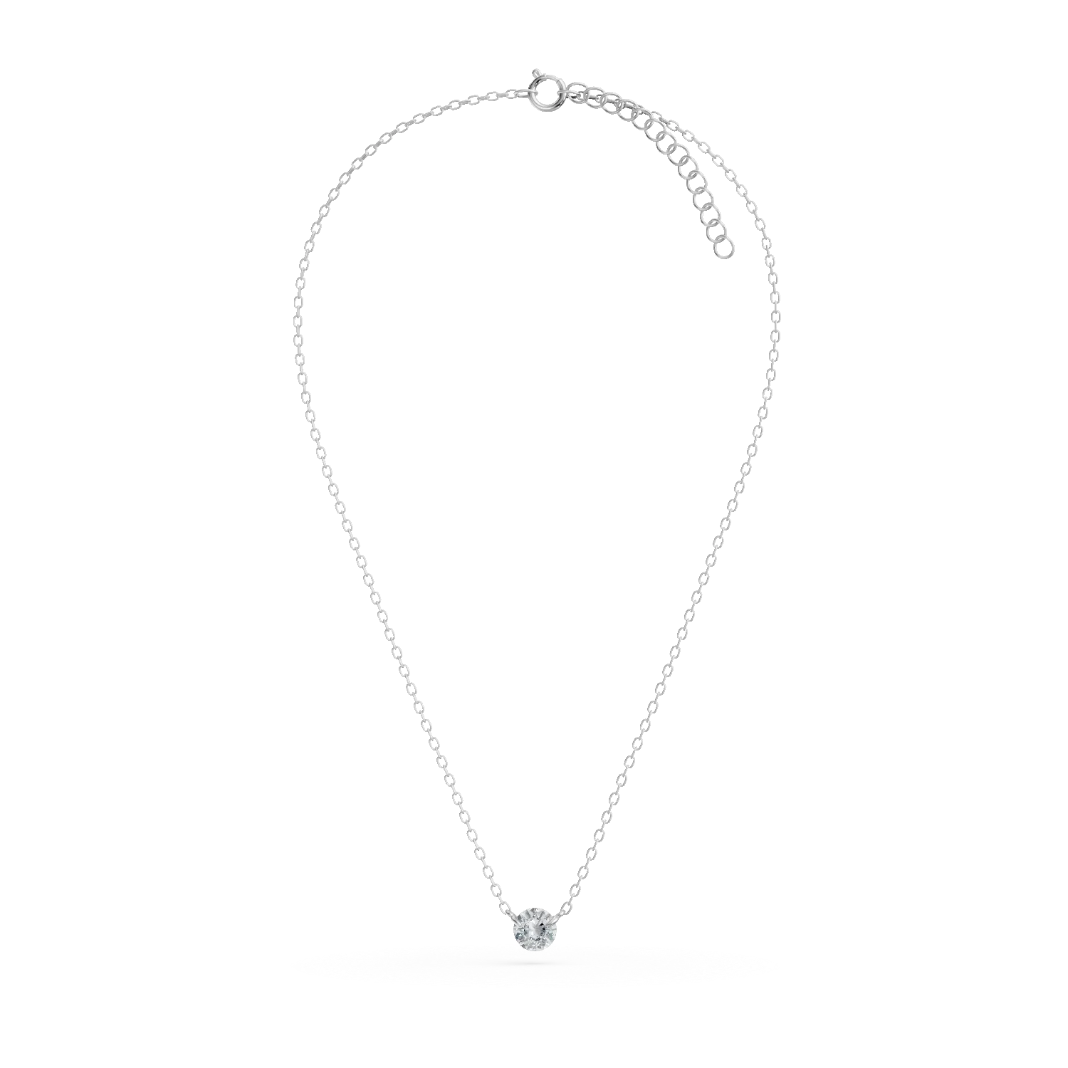 Lant cu pandantiv din aur alb cu un diamant solitaire de 0.3ct