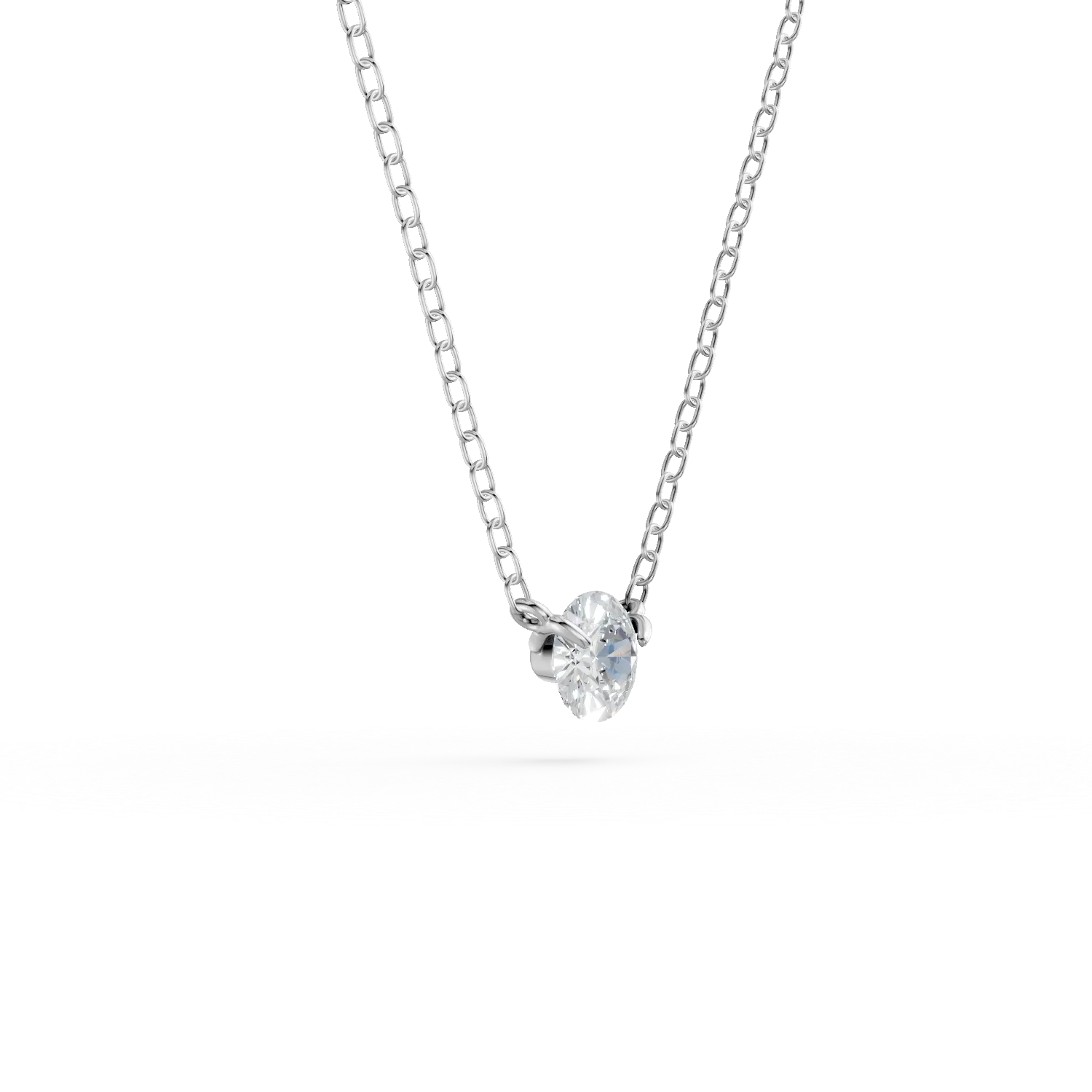 Lant cu pandantiv din aur alb cu un diamant solitaire de 0.3ct