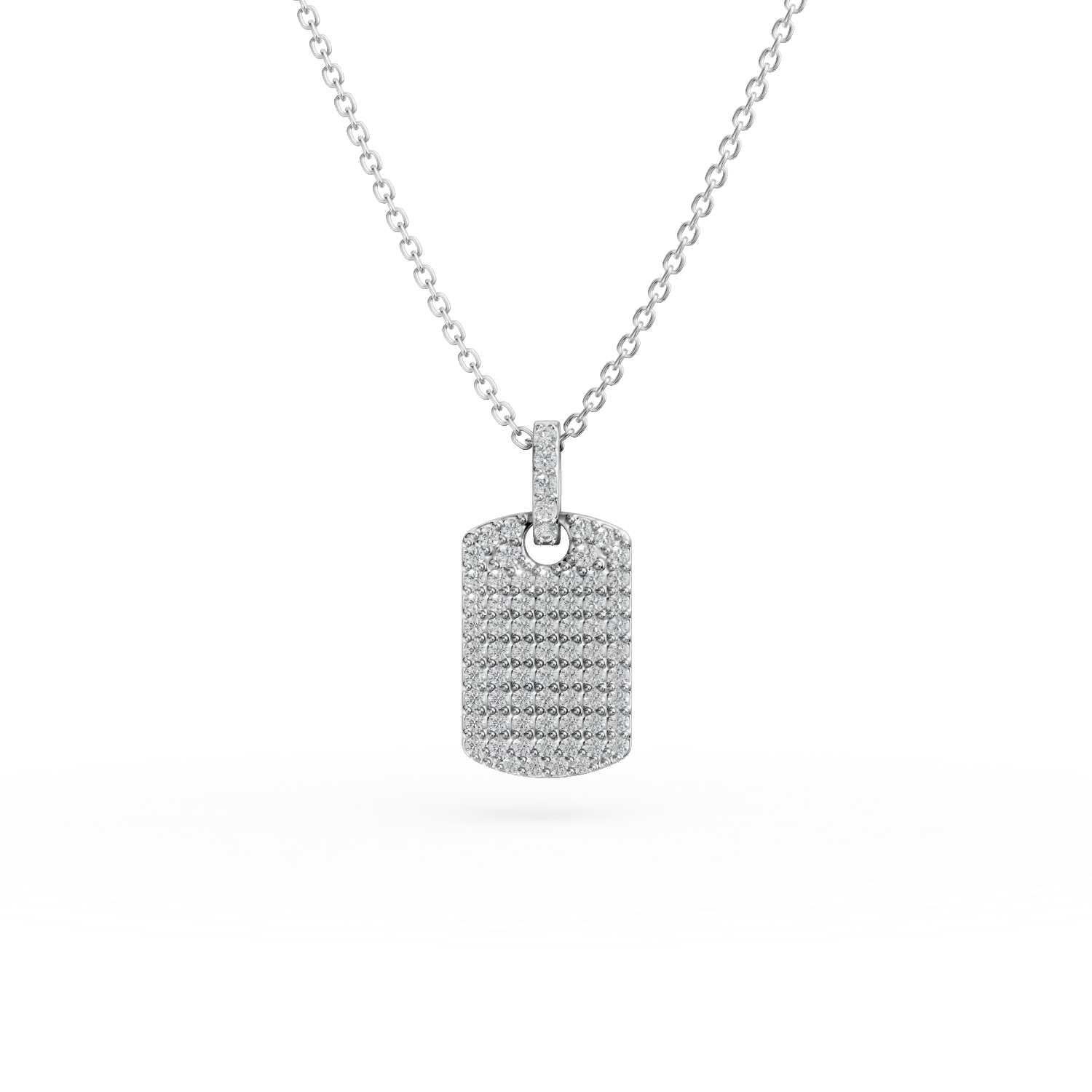 Lant cu pandantiv geometric din aur alb cu diamante de 0.3ct