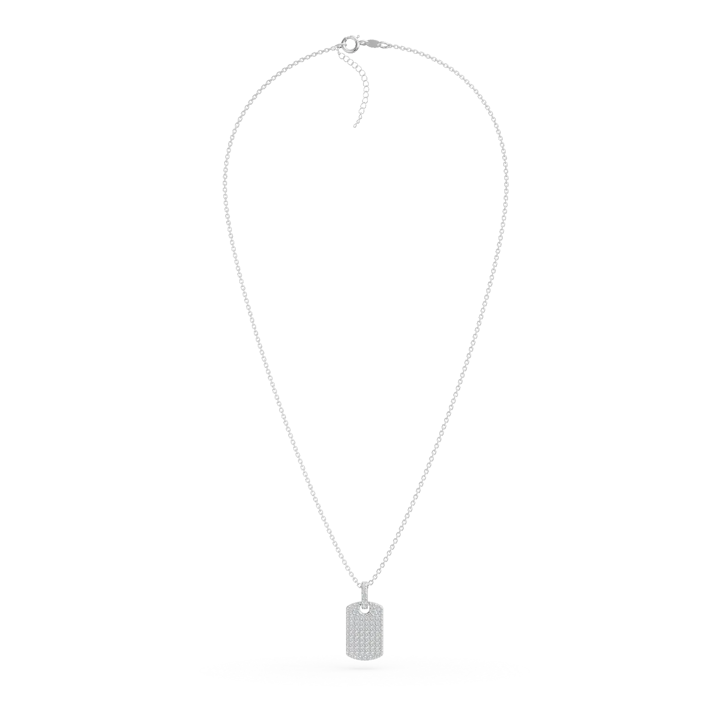 Lant cu pandantiv geometric din aur alb cu diamante de 0.3ct