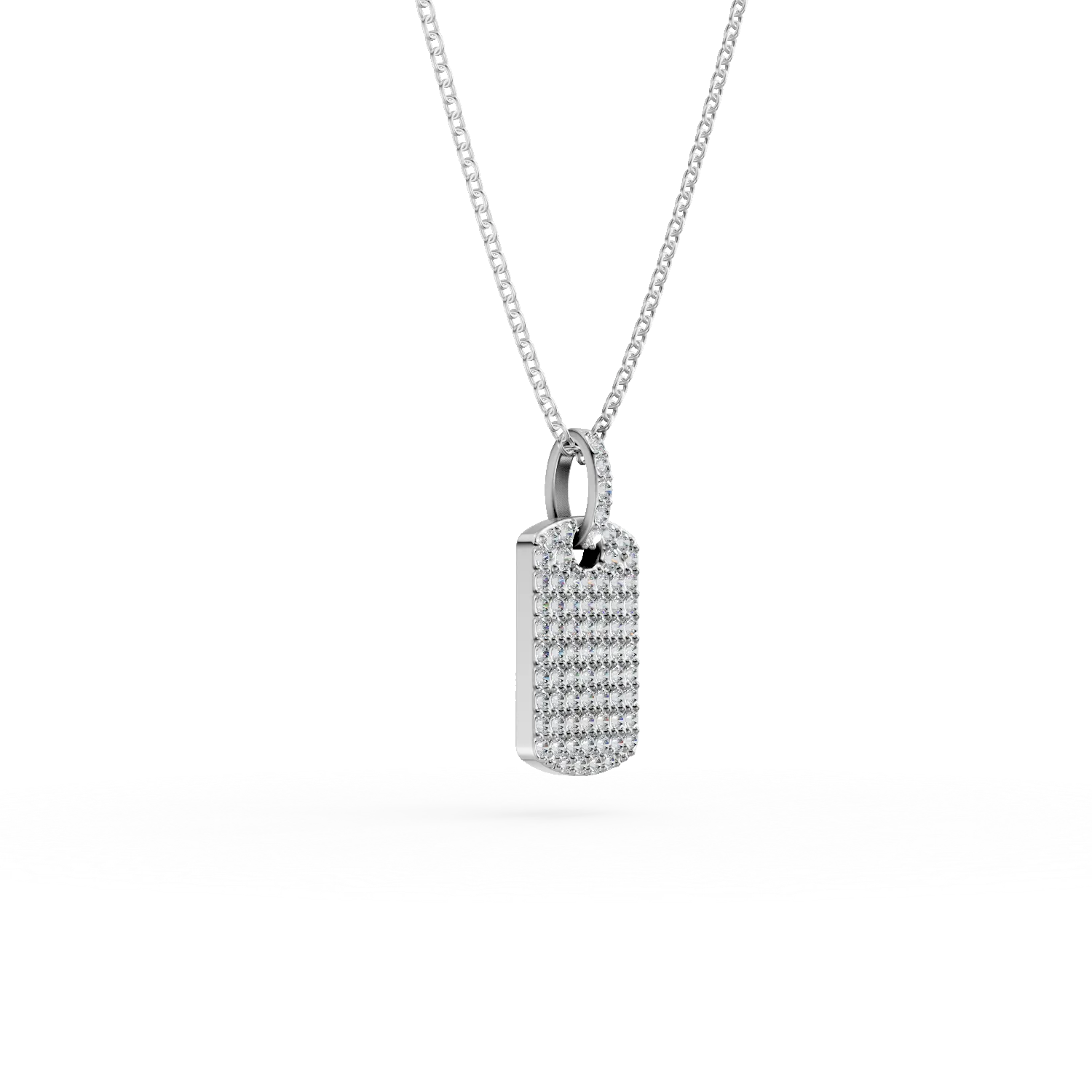 Lant cu pandantiv geometric din aur alb cu diamante de 0.3ct