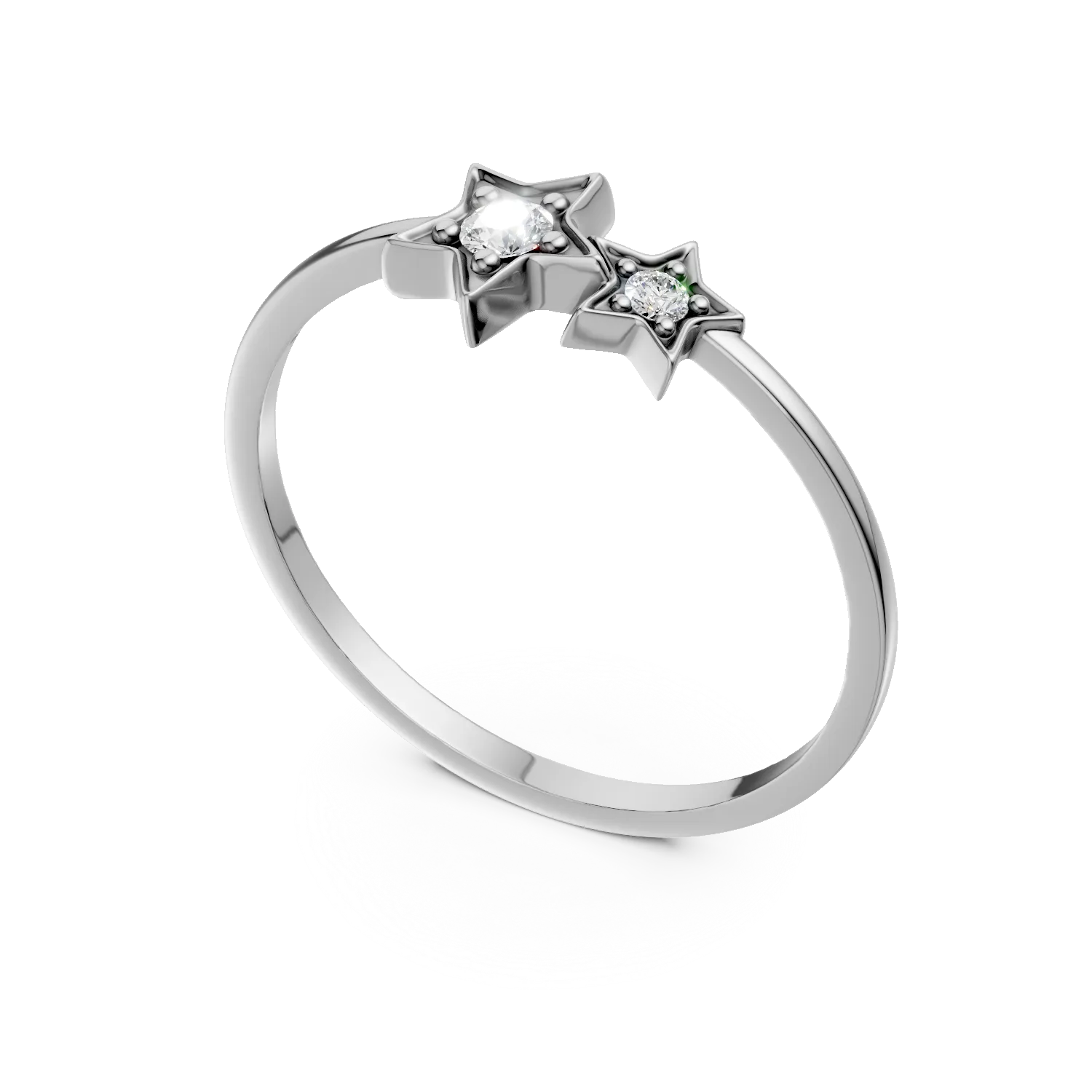 Inel cu stele din aur alb cu diamante de 0.8ct