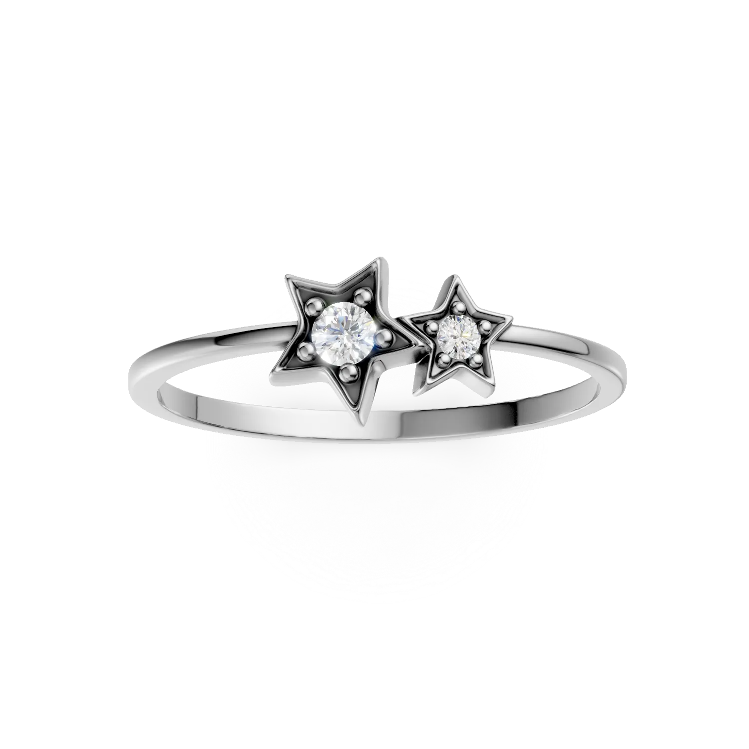 Inel cu stele din aur alb cu diamante de 0.8ct