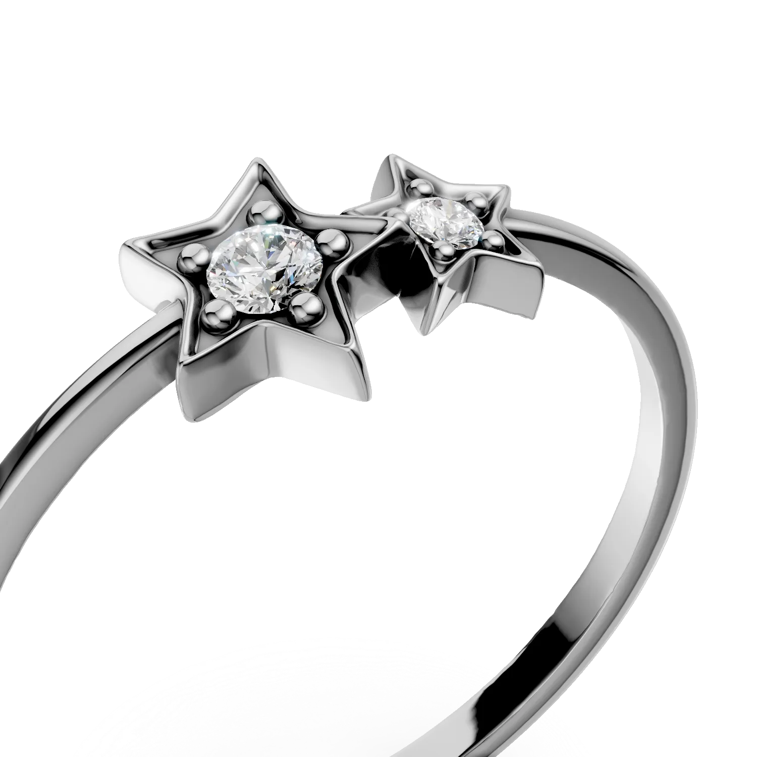 Inel cu stele din aur alb cu diamante de 0.8ct