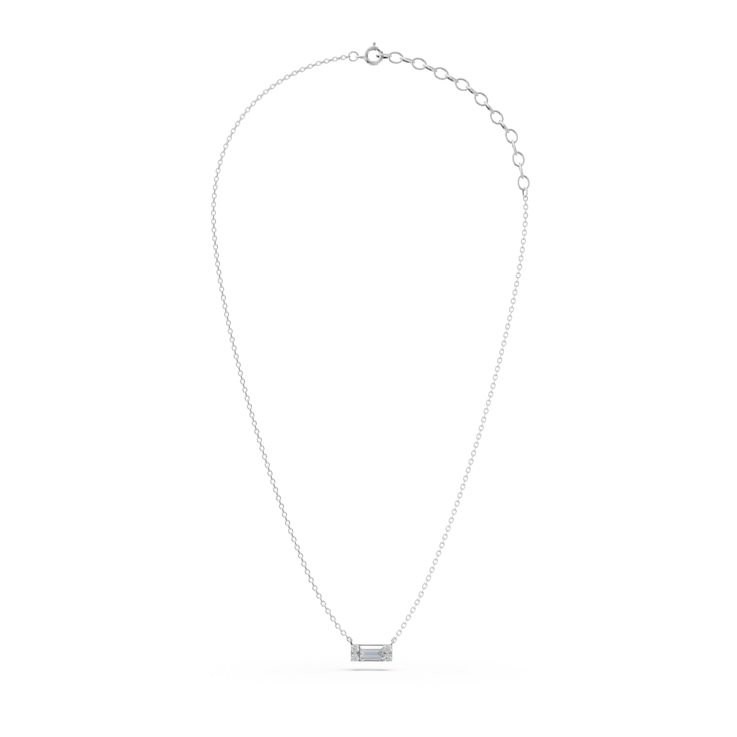 Lant cu pandantiv geometric din aur alb cu diamante de 0.2ct