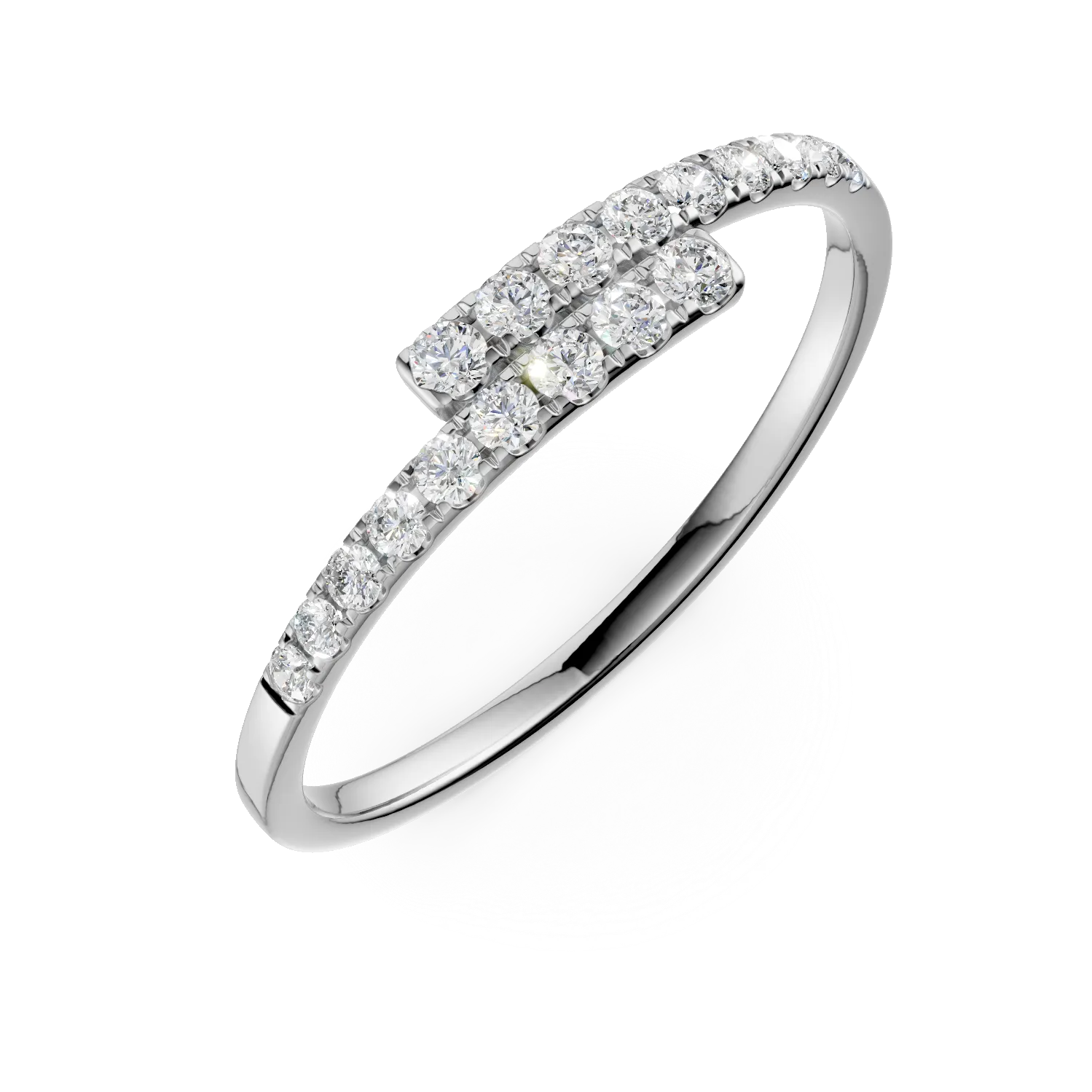 Inel semi eternity din aur alb cu diamante de 0.2ct