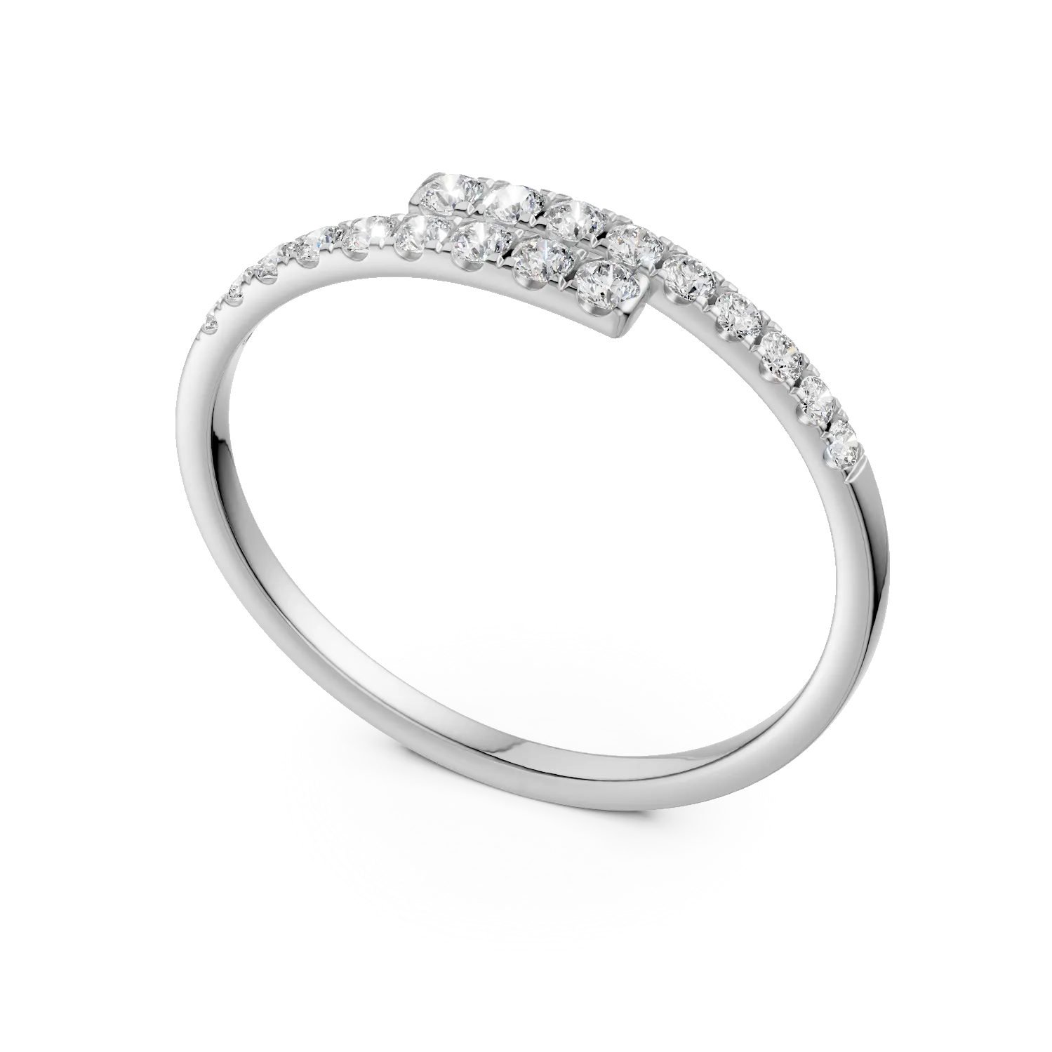 Inel semi eternity din aur alb cu diamante de 0.2ct
