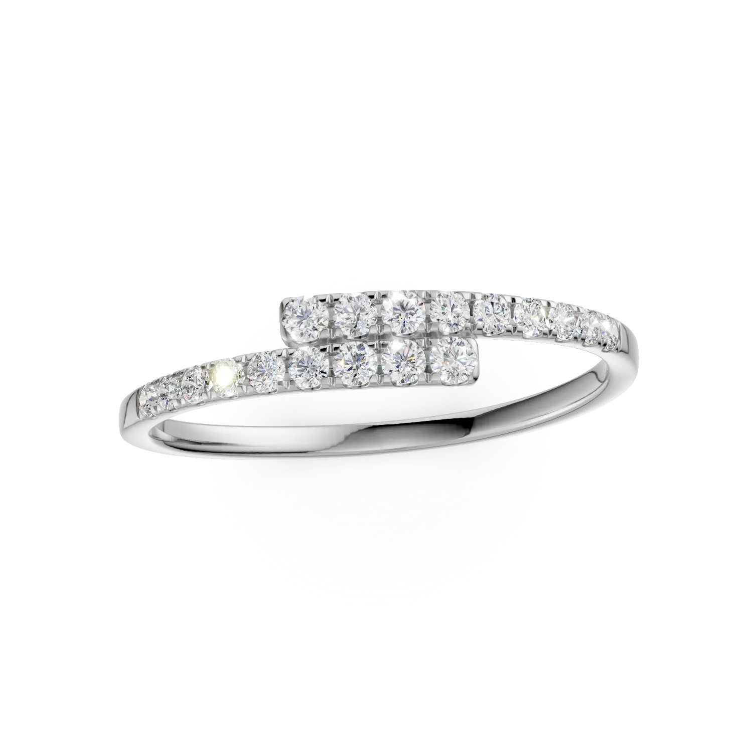 Inel semi eternity din aur alb cu diamante de 0.2ct