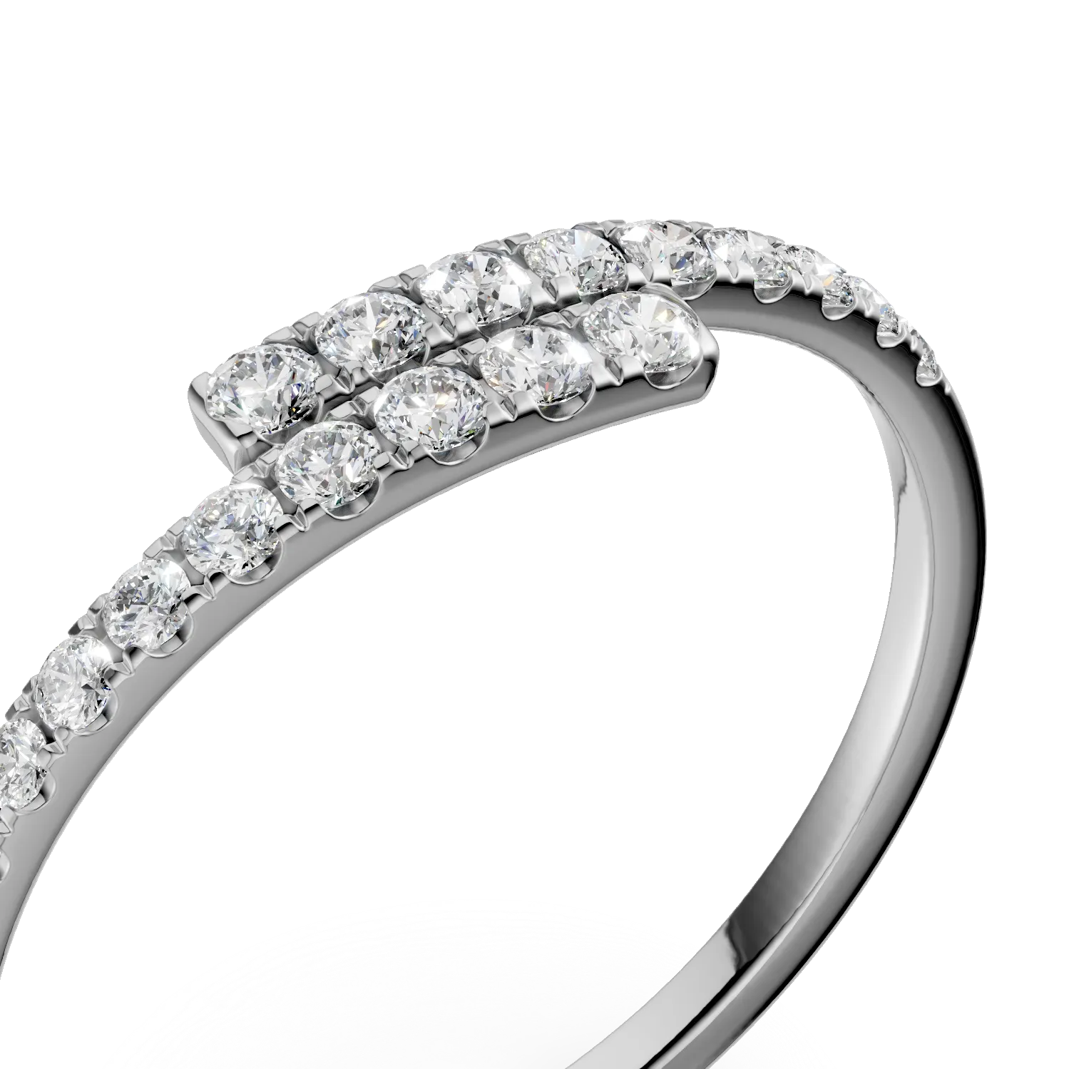 Inel semi eternity din aur alb cu diamante de 0.2ct