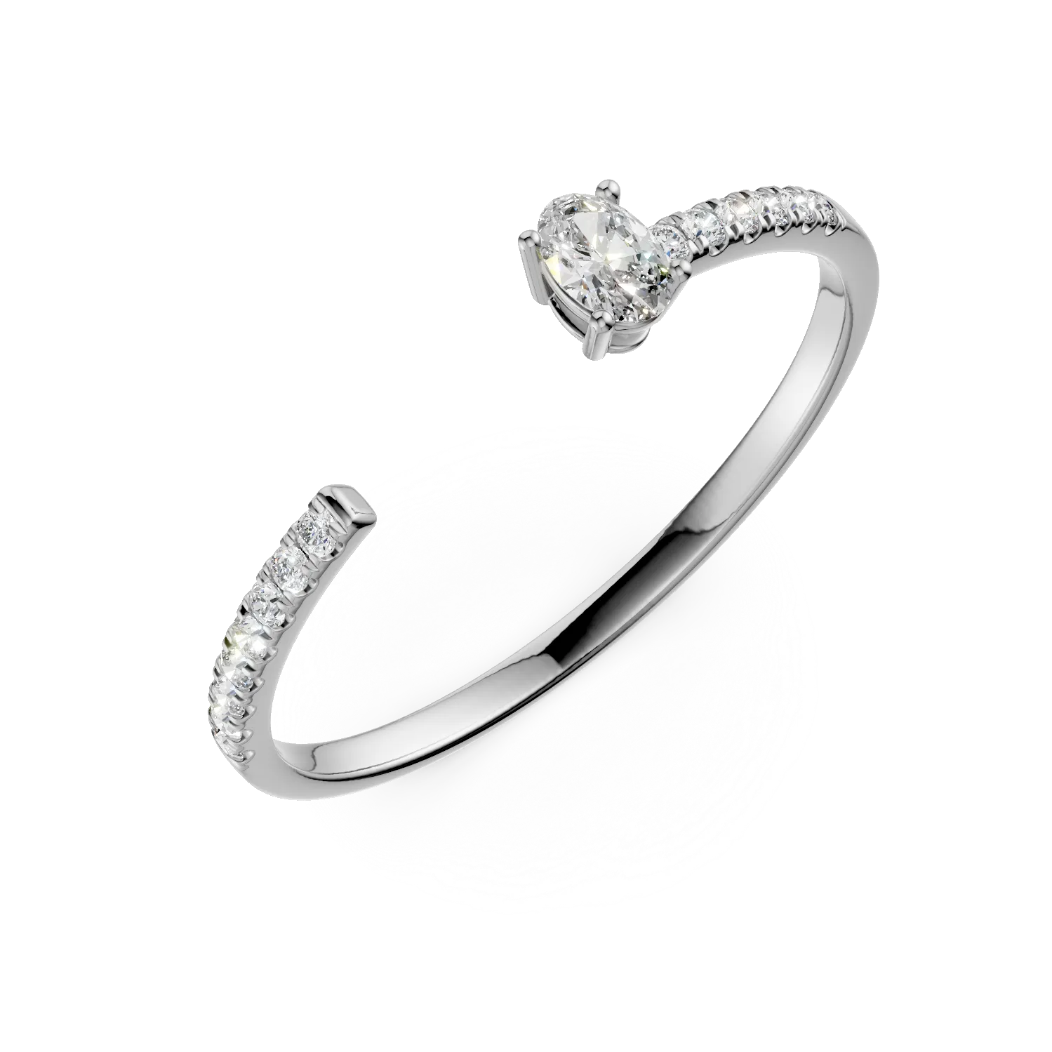 Inel deschis din aur alb cu diamante de 0.2ct