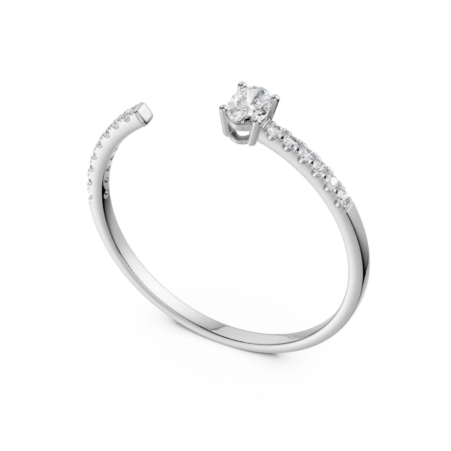 Inel deschis din aur alb cu diamante de 0.2ct