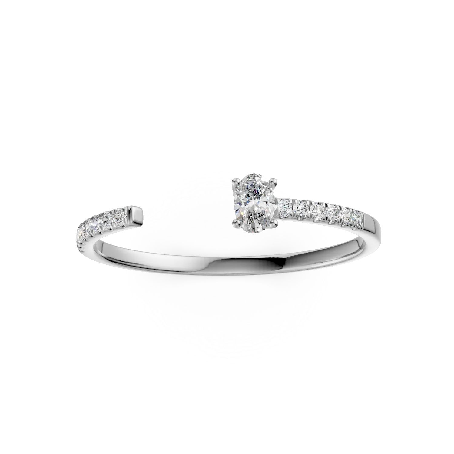 Inel deschis din aur alb cu diamante de 0.2ct