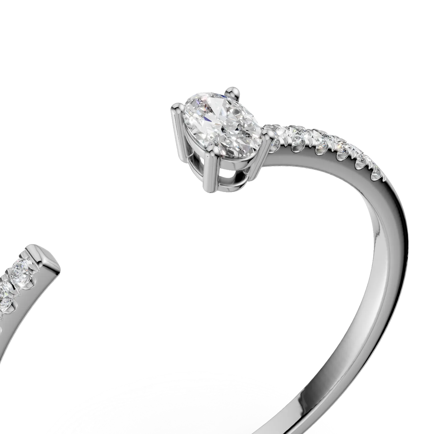 Inel deschis din aur alb cu diamante de 0.2ct