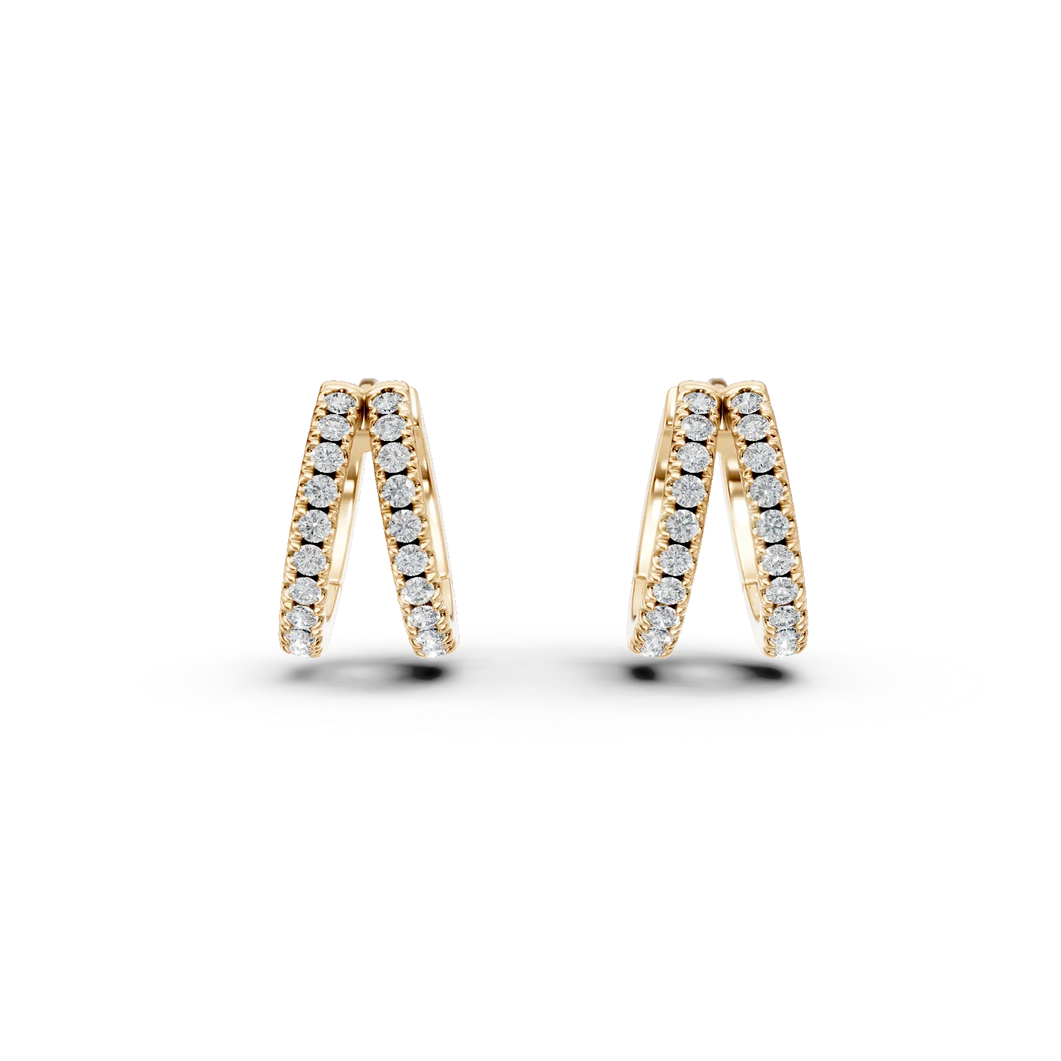 Cercei dubli din argint galben cu zirconii