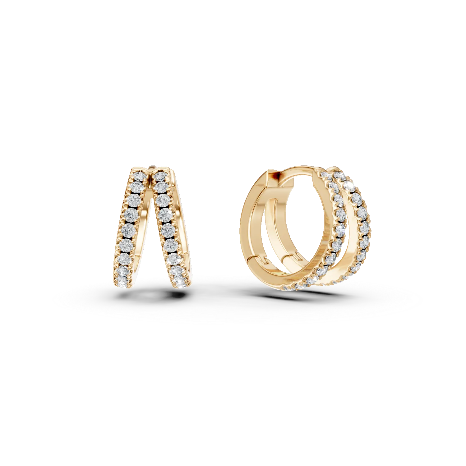 Cercei dubli din argint galben cu zirconii