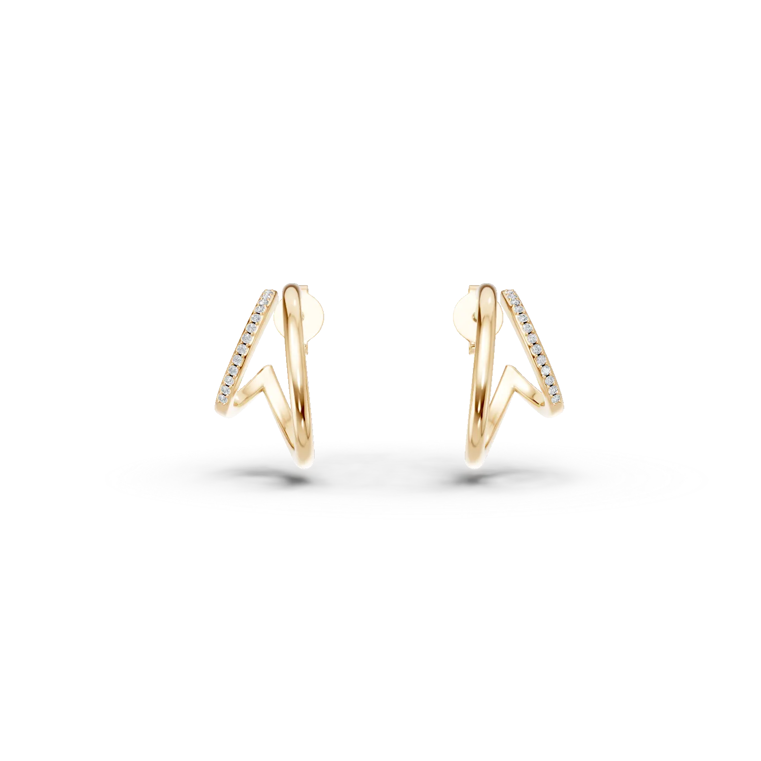 Cercei dubli din argint galben cu zirconii