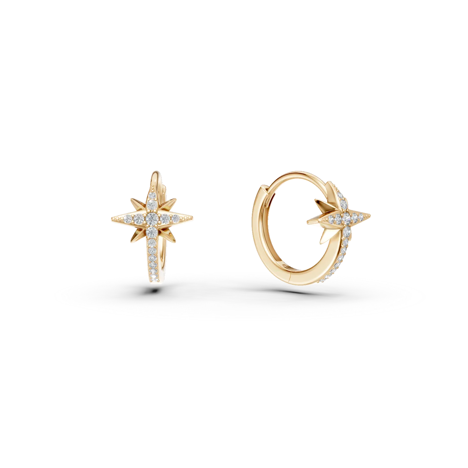 Cercei creole cu stelute din argint galben cu zirconii Apparel & Accessories > Jewelry > Earrings DAAR 2 Cercei creole cu stelute din argint galben cu zirconii Apparel & Accessories > Jewelry > Earrings DAAR 2