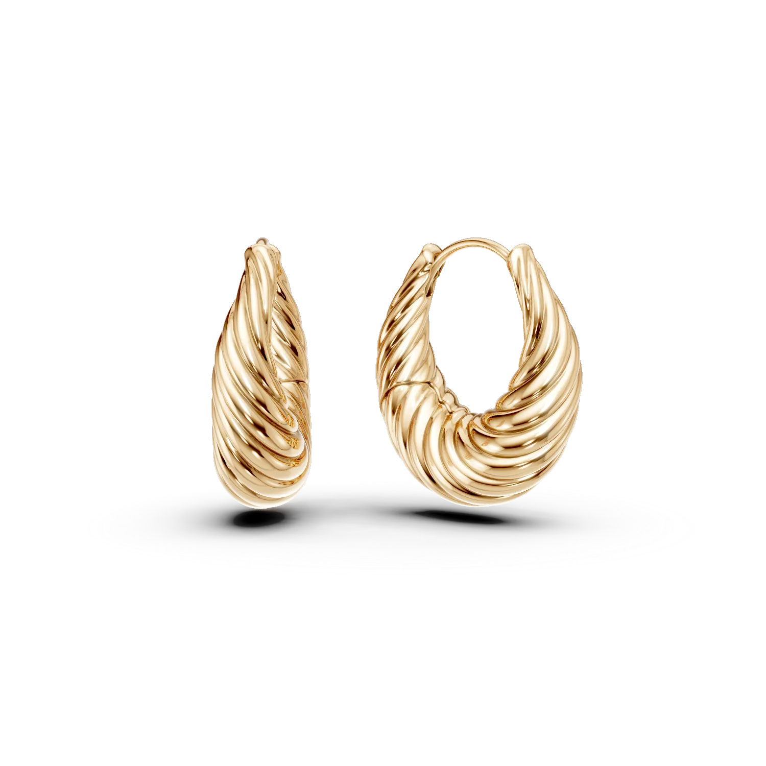 Cercei creole model abstract din argint galben