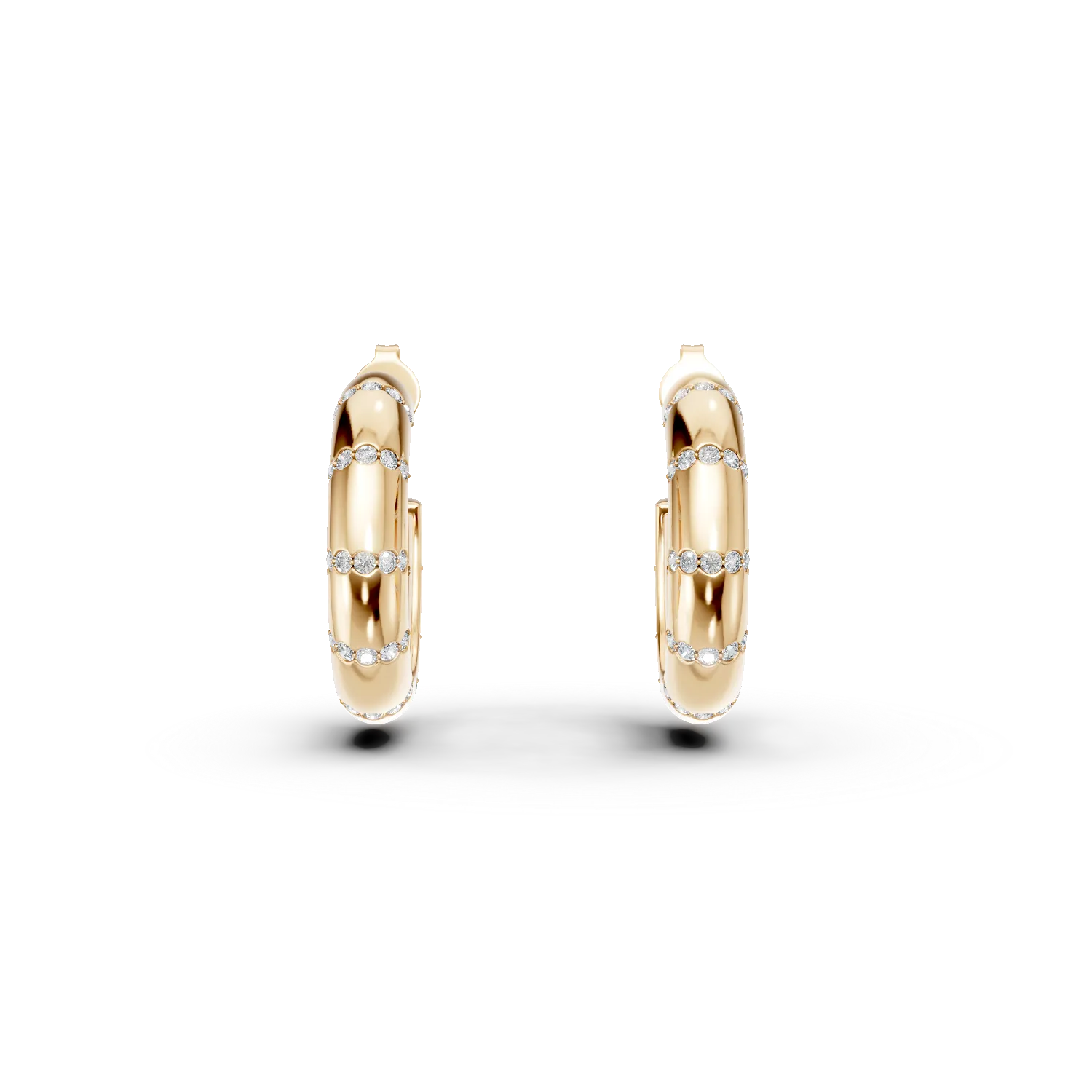 Cercei semi rotunzi din argint galben cu zirconii