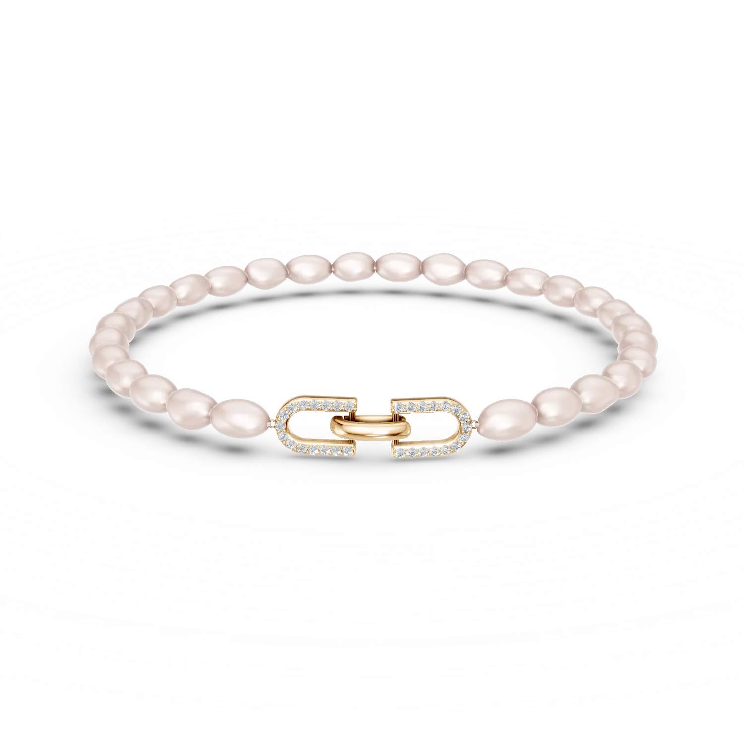 Bratara din argint galben cu perle sintetice si zirconii